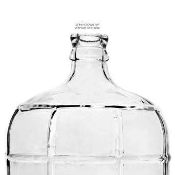 Geo Sports Bottles 3 Gallon Round Glass Carboy Fits 30mm Cork Finish or 55mm Push Cap Home Brew (Clear Glass) (BT3GG)