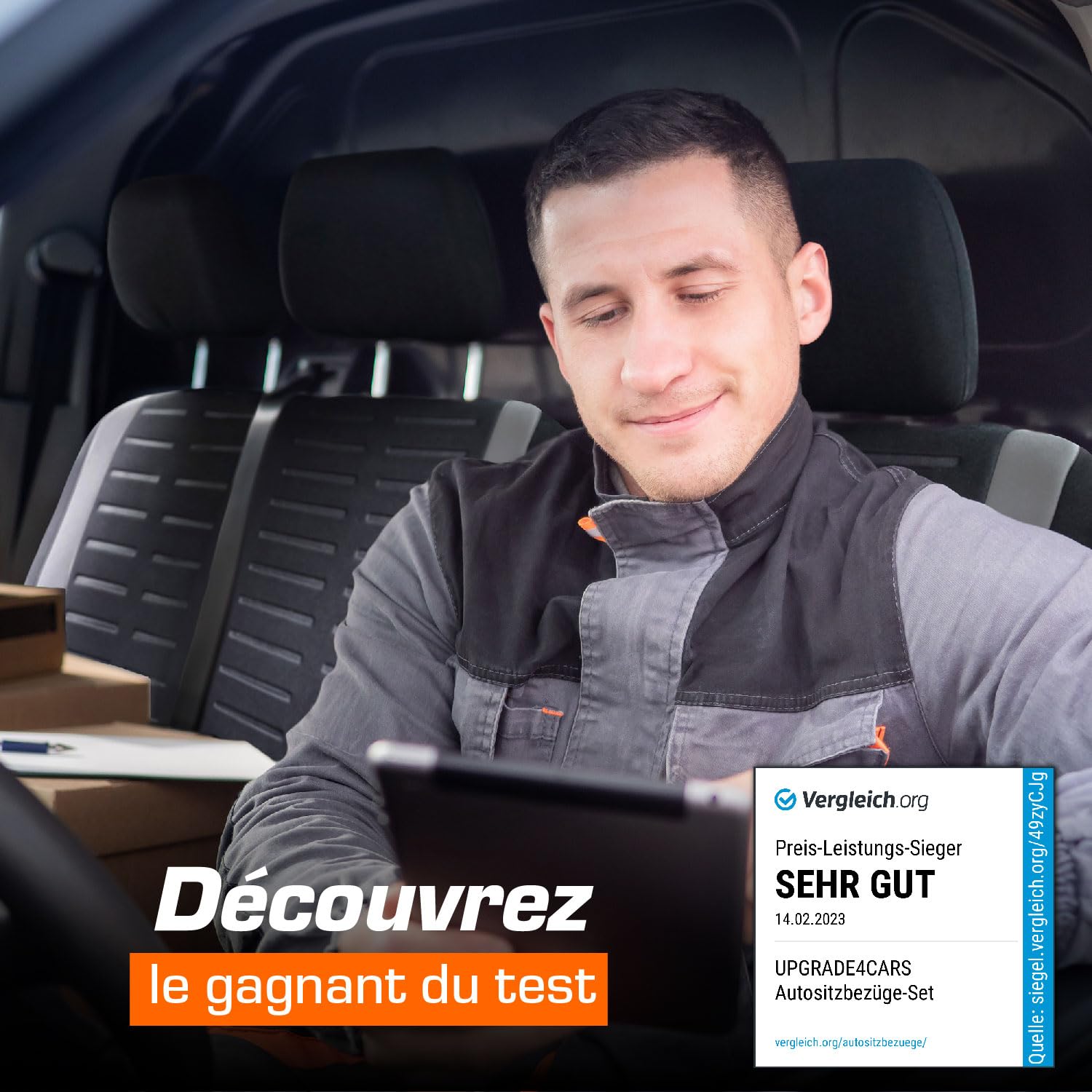 upgrade4cars Housses de Siège de Camion Avant Universelle Noir Gris | Pour la plupart des utilitaires & vans | respirant & pratique