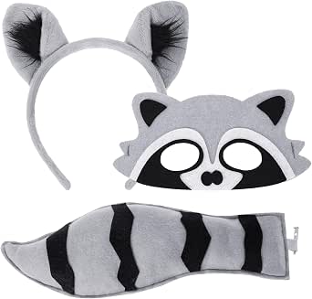 XEPST Set di costumi da scoiattolo con orecchie e coda, con orecchie e coda per costume da animale, cosplay, festa di compleanno, Giornata mondiale del libro, Halloween, carnevale, feste in maschera