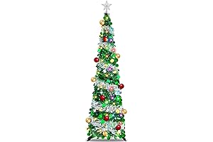 Pre-Lit 6 Ft Lighted Slim Christmas Tree Pop Up Decoration