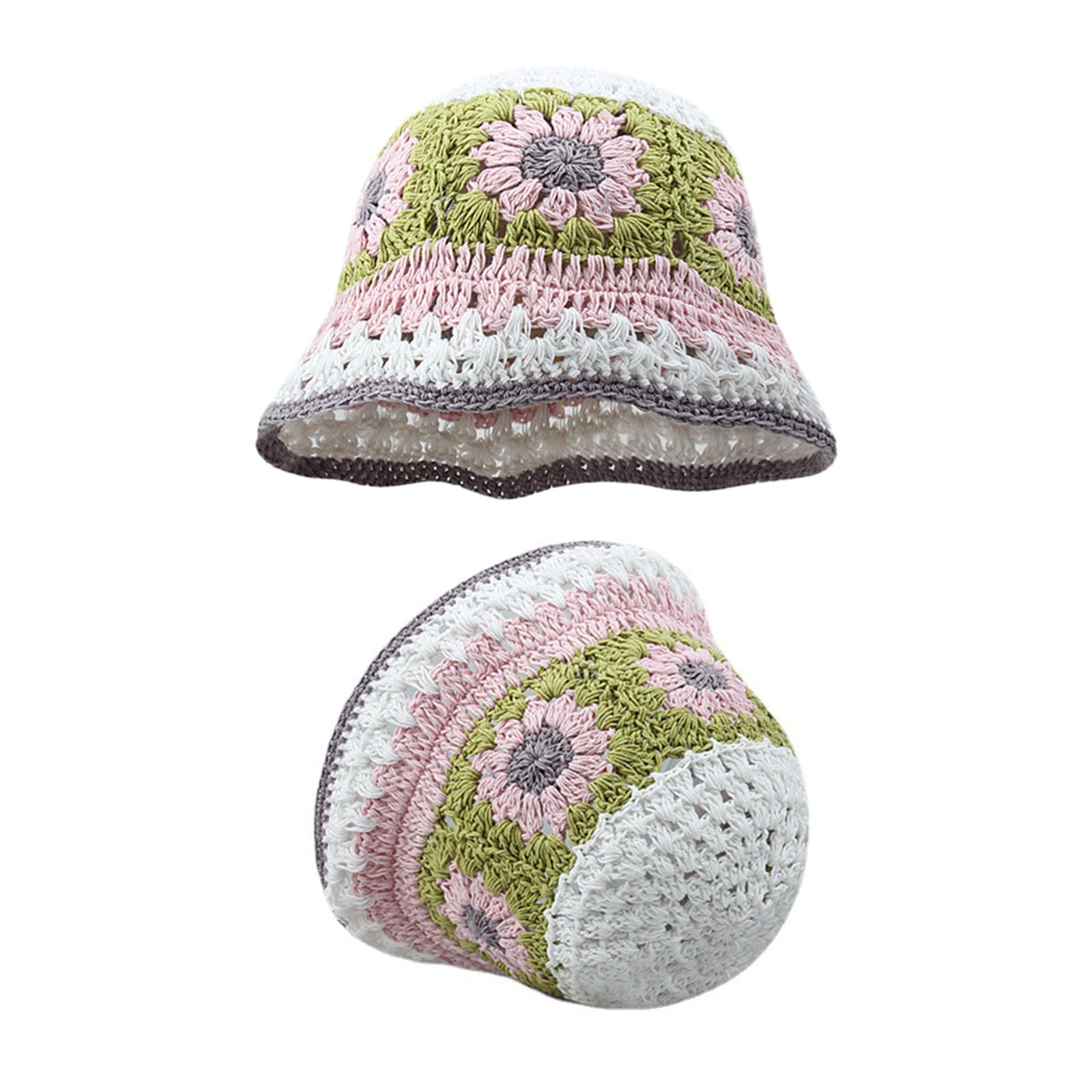 SUXINRY Fisherman Hat Crochet Wide Brim Bucket Hat Bucket Hat Crochet Flower Fisherman Hat for Adult Teens