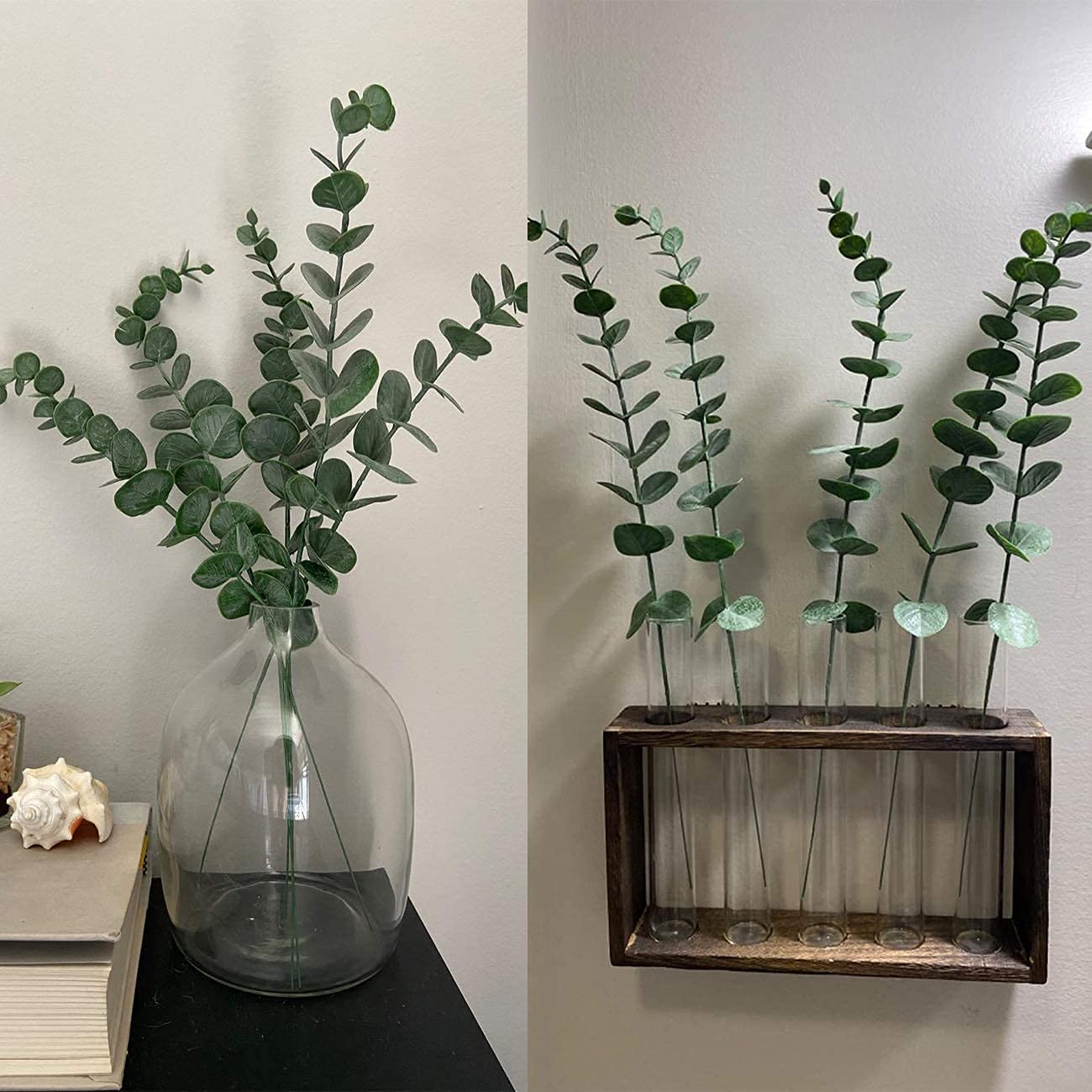 nnepia Rami di ficus artificiali con foglie di finto ramoscello di ficus con foglie di eucalipto verde, per riempire vasi, casa, matrimonio, ufficio, decorazione (L, 10 pezzi