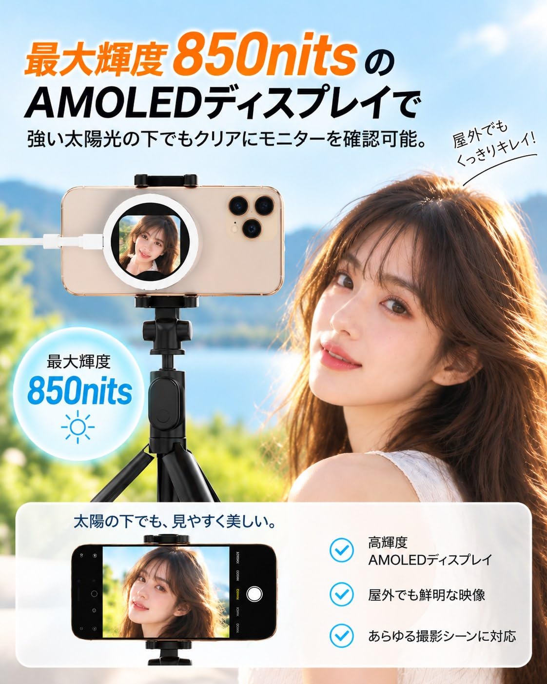Amazon.co.jp: XPT021 自撮りモニター iPhone専用 自撮り モニター