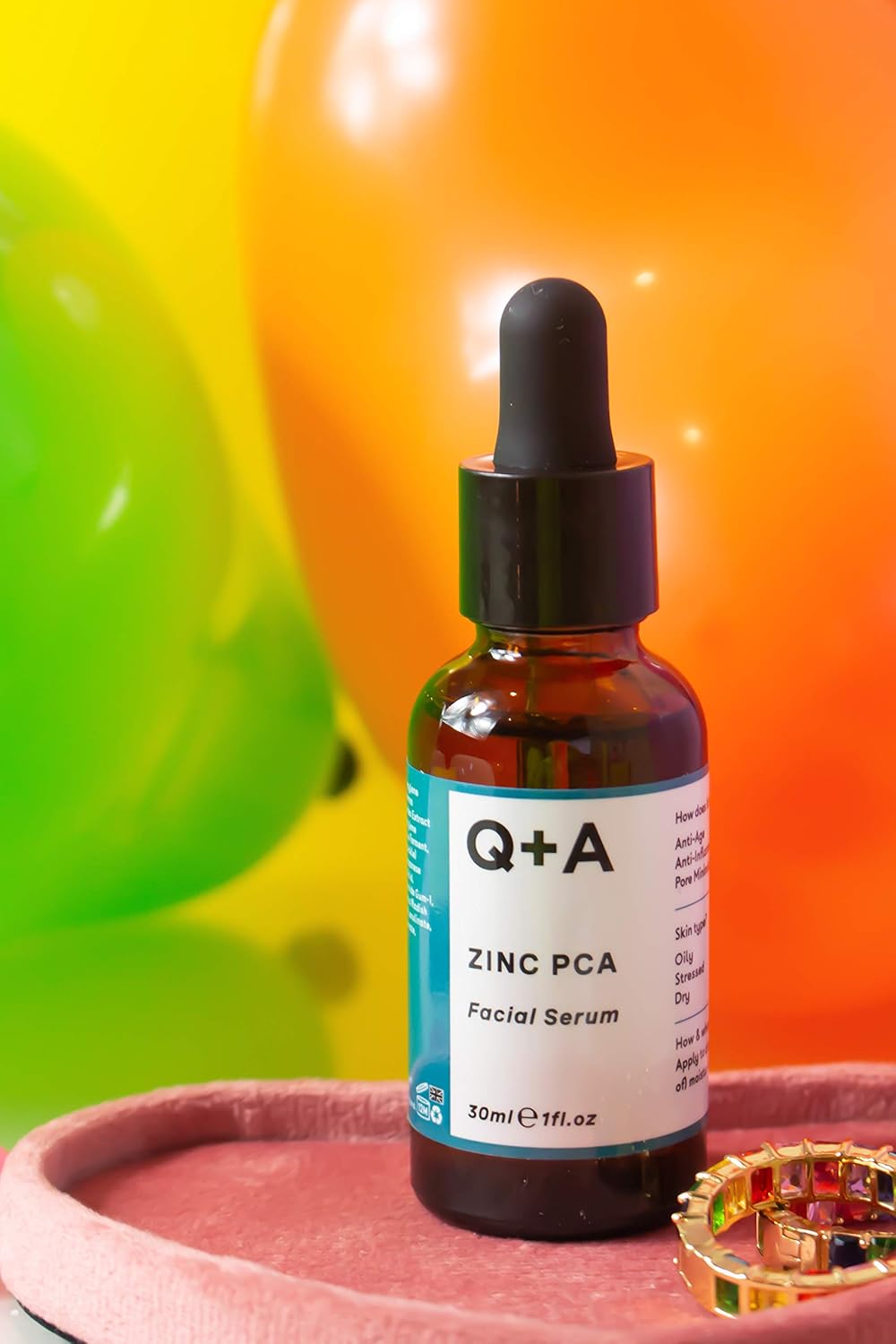 Q+A Zinc PCA Facial Serum (30ml), 99% Natural, Pore-Refining & Firming Serum with Zinc PCA and Reishi & Shiitake Mushrooms - Image 4