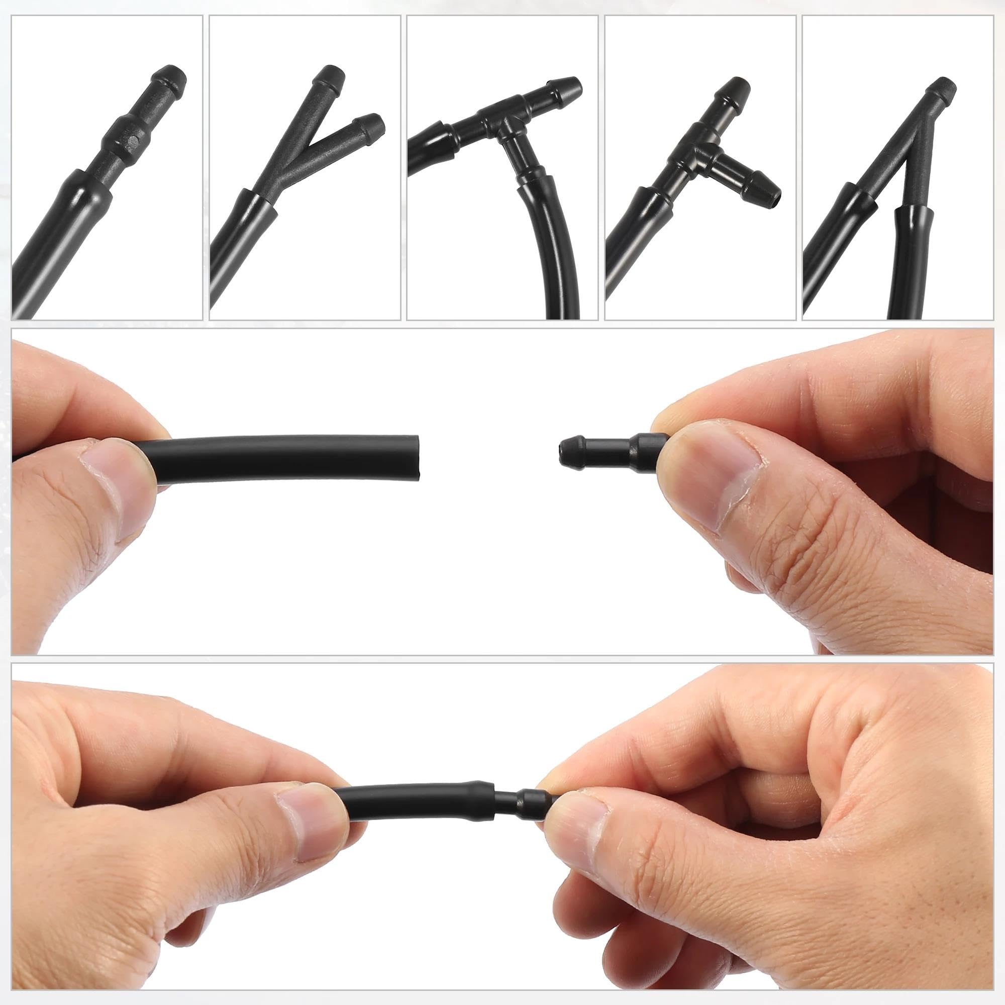 Boquilla de Lavaparabrisas Compatible Con Ford Para Fusion 2008 2009 2010 2011 2012 Rociador Boquilla Limpiaparabrisas Delantero Conector Manguera 3 Piezas Kit Manguera Fluido 2 Metros 8E5Z17603A