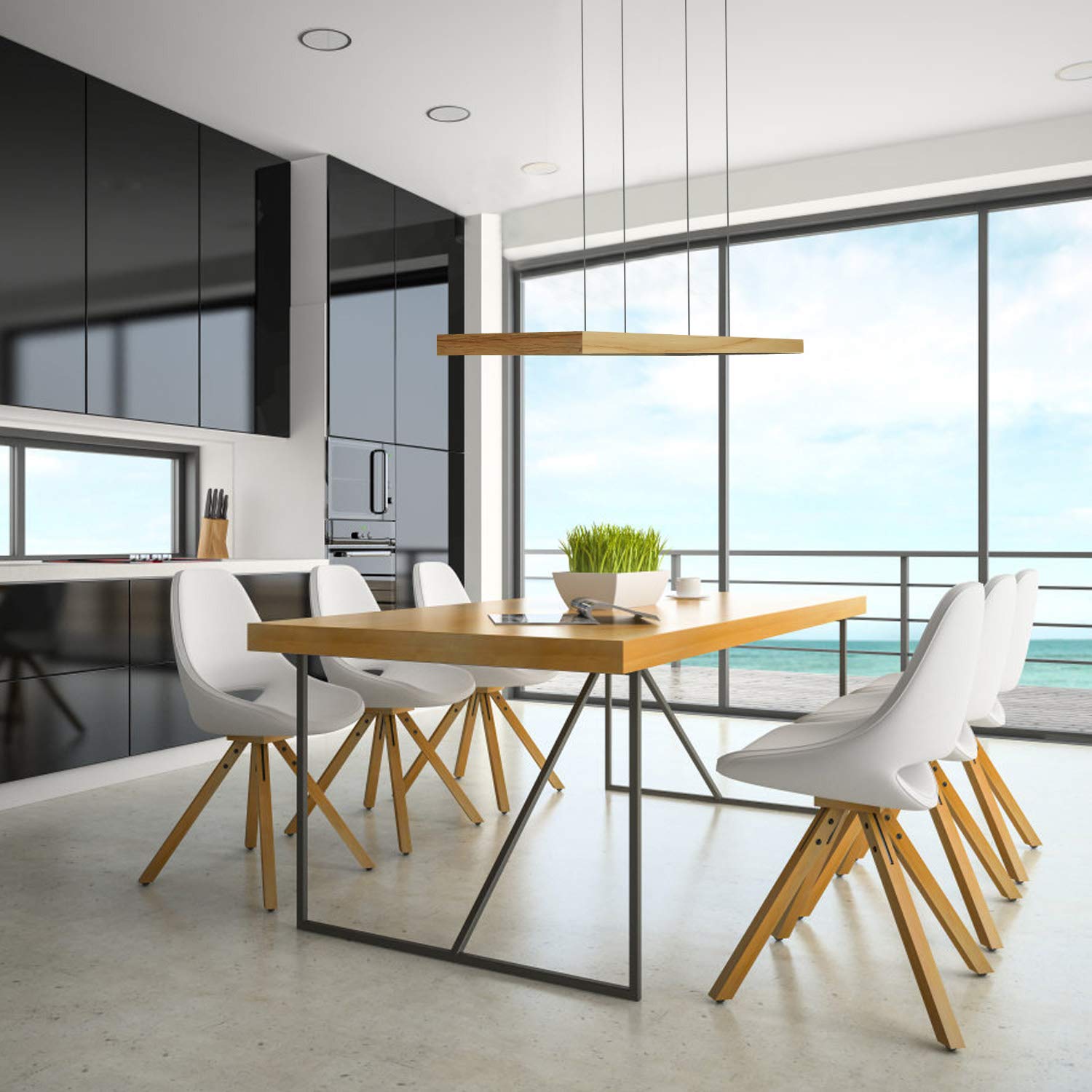 ZMH LED Pendelleuchte Hängelampe Holz - Esstischlampe Esszimmer Dimmbar Modern Design 100CM Mit Fernbedienung Esstisch lampe Hängend Höhenverstellbar Hängeleuchte für Wohnzimmer Schlafzimmer Büro