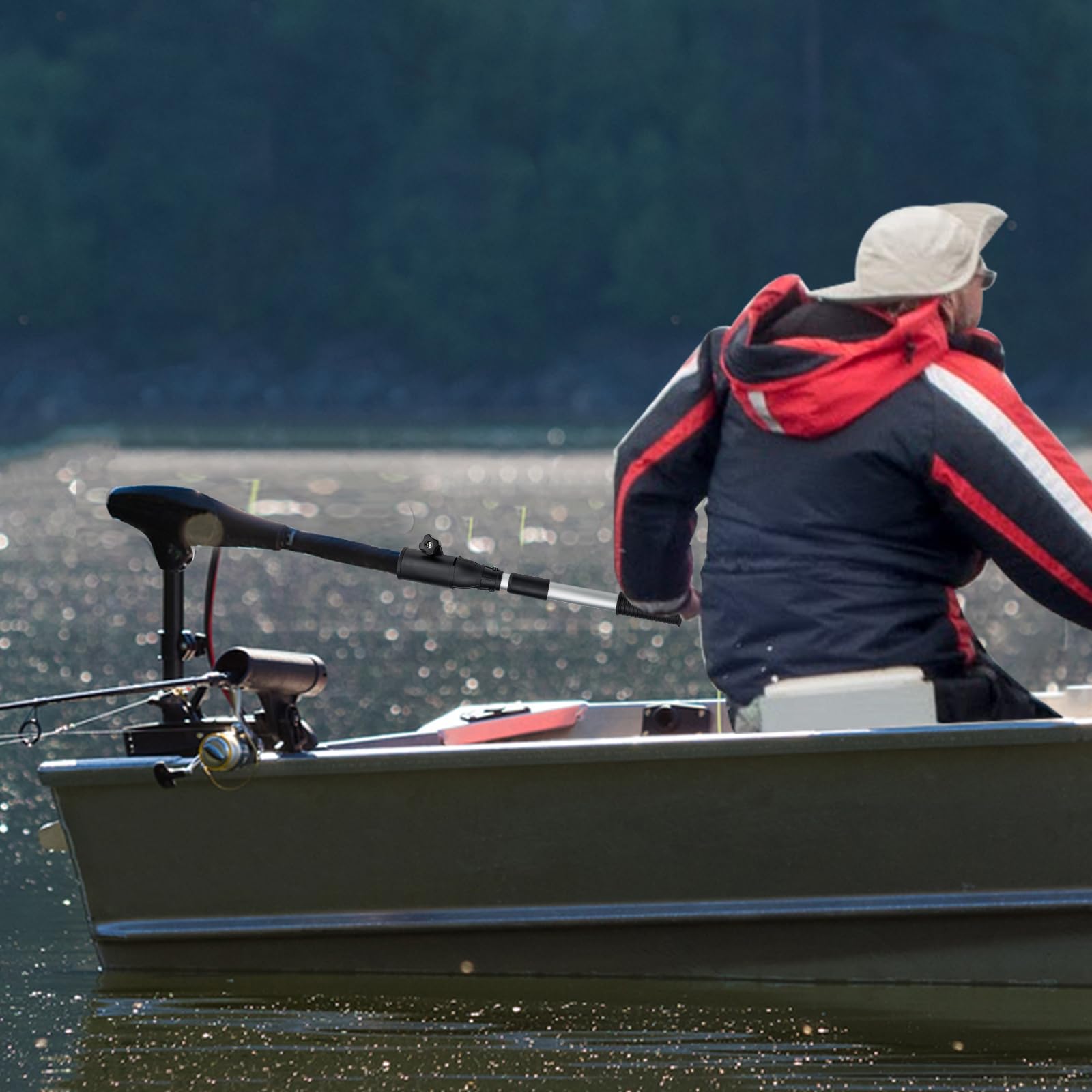 Mango Extensible Para Motor De Pesca - Alargador De Timón, Instalación Fácil, Aleación De Aluminio, Longitud Ajustable 46-61.6 Cm