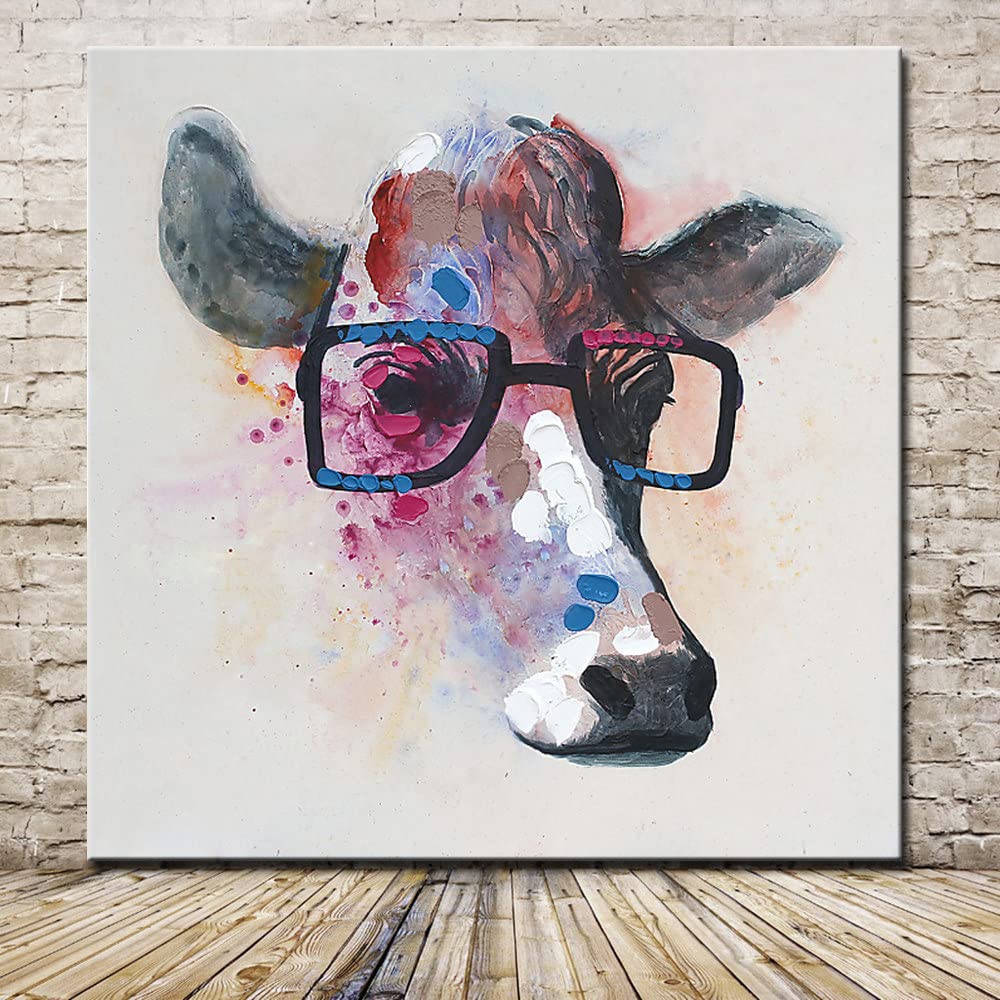 Peinture à l'huile de vache sur toile, cadeau idéal de crémaillère