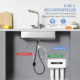 Robinet Cuisine 3 Voies Douchette avec Filtre Lave Verres, Double Sortie | Robinet de Cuisine 3-en-1 LakeBayMZC Miscelateur Extractible évier, 304 Inox Brossé, Rotation 360° pour Cuisines Bars - 6