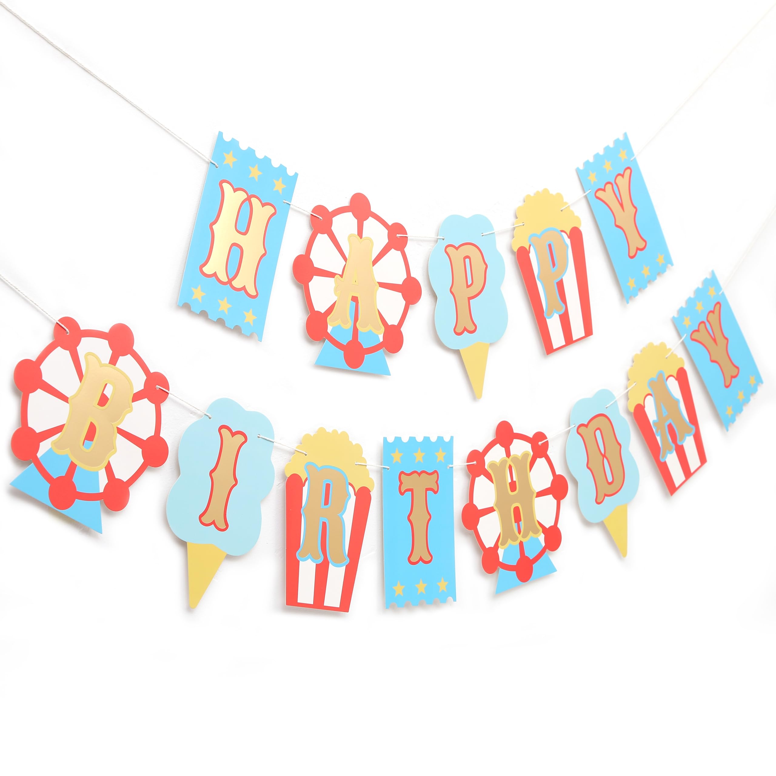 Photo 1 of Circus Happy Birthday Banner - Carnival First/1st Party Decorations,Circus Ticket Happy Birthday Banner,Carnival 1st Party Decor