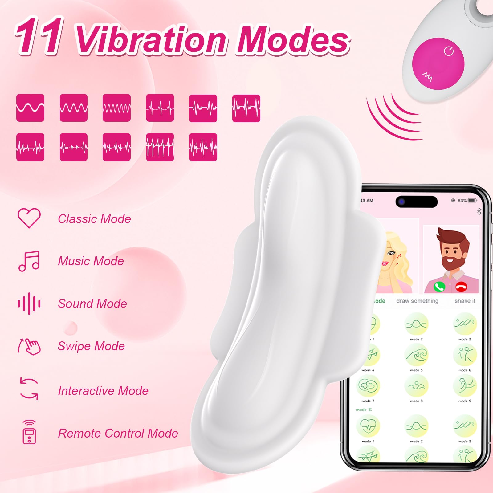 Wearable Panty APP Remote Control Vibrators Adult Sex Toys for Women or Couples, Clitoral Mini Egg Bullet Butterfly Vibrator Rose Toy, G Spot Dildo Vagina Stimulator with Tongue Licking Sex Machine: White