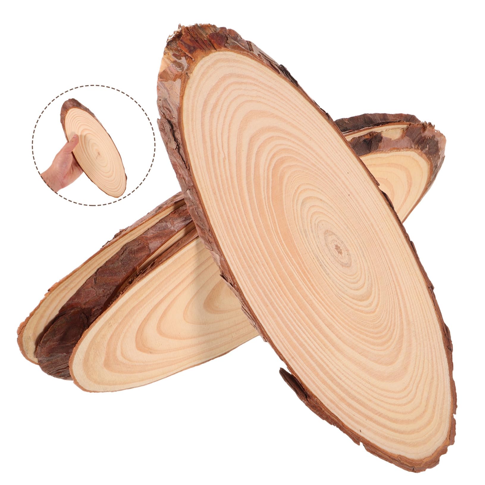 ARTIBETTER 4 STÜCKE Ovale Naturbelassene Holzscheiben Unbehandelte Holzteile für DIY Bastelprojekte Rustikale Hochzeits Weihnachtsdeko mit Natürlicher Holzmaserung