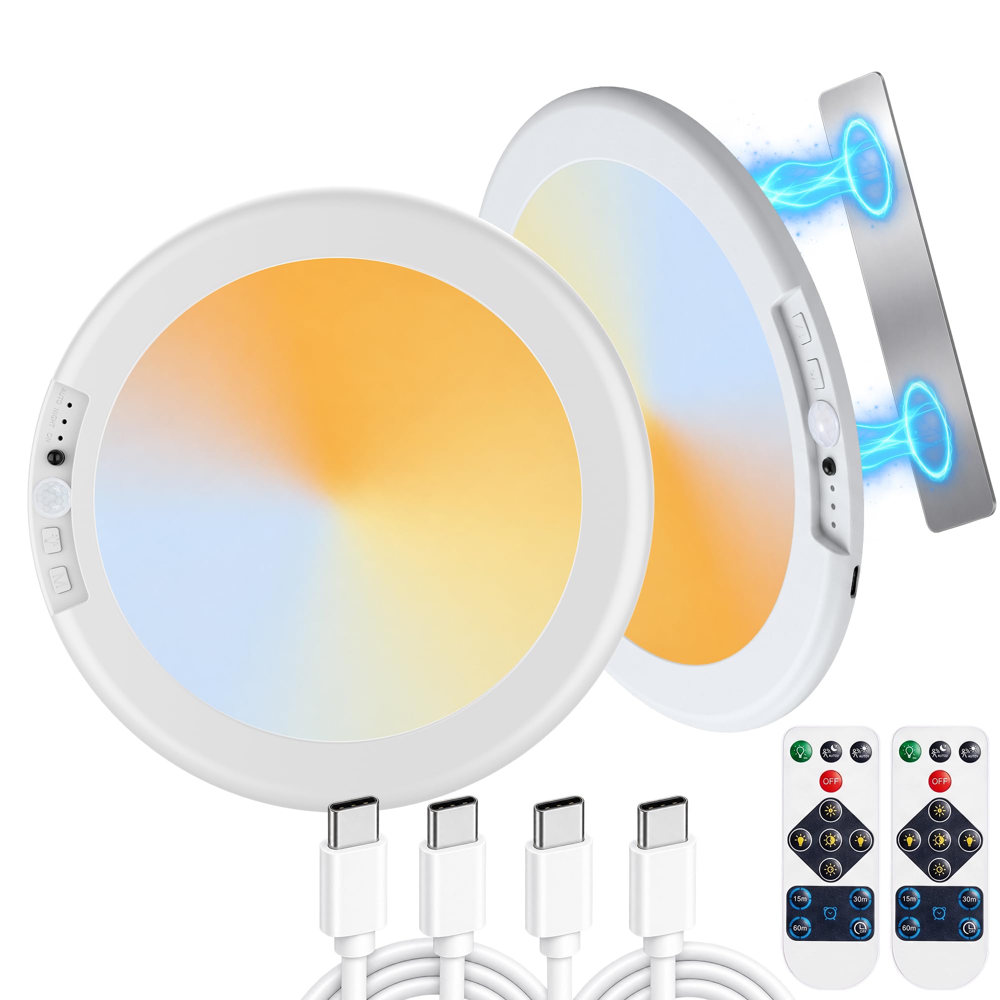 BrizLabs Rechargeable Motion Sensor LED Ceiling Light, 2 Pack Closet Lights