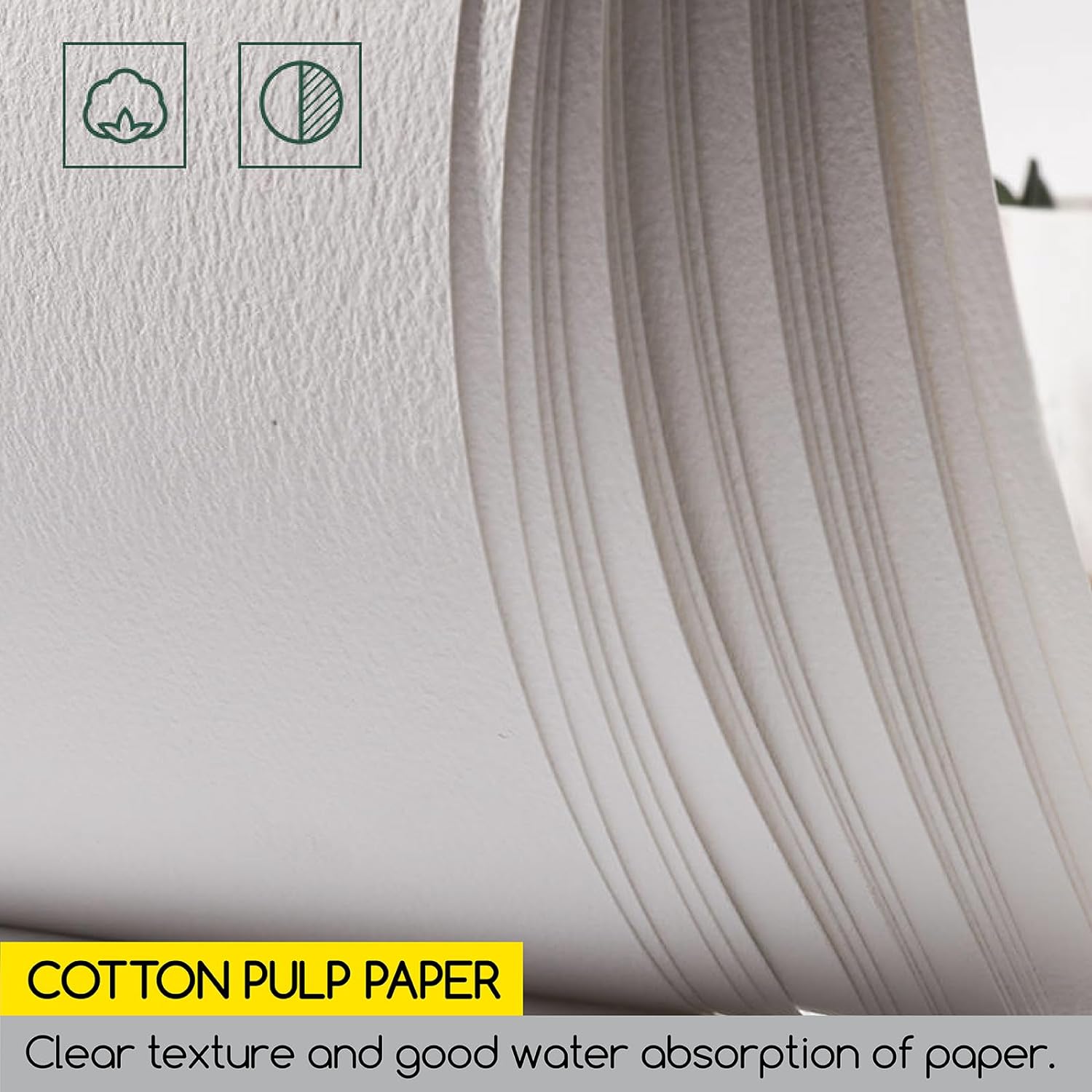 MEEDEN 10X7 Cotton Watercolor Paper Block, Textured Surface Watercolor Paper, Cold Press, 140lb/300gsm, 20 Sheets for Painting & Drawing, Wet, Mixed Media