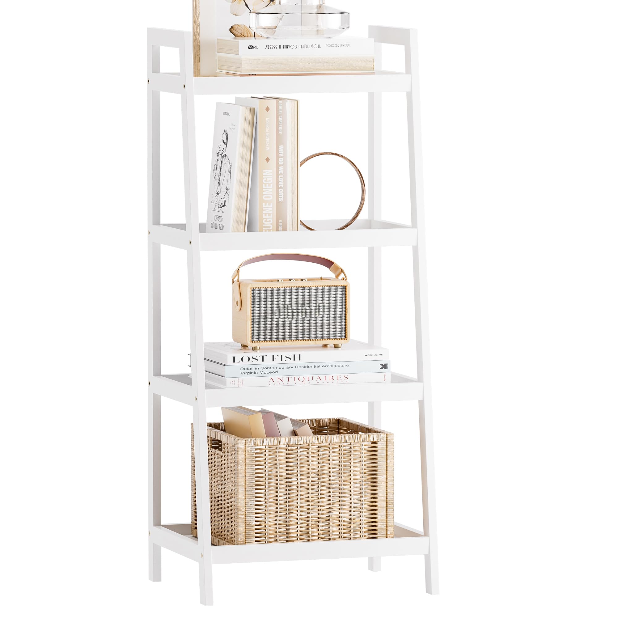 SMIBUY Bamboo Ladder Bookcase