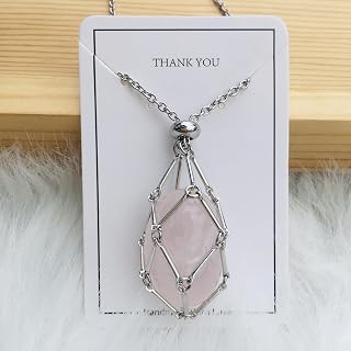 Crystal Stone Holder Necklace,Crystal Necklace Holder,Crystal Holder Necklaces,Crystal Necklaces for Women and Men,Adjustable Crystal Cage Necklace Holder Necklace
