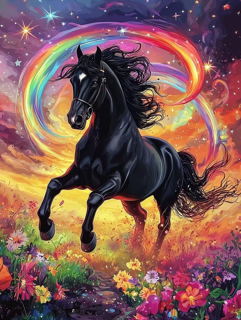 Dipingere con i Numeri Cavallo sotto il cielo stellato, 60x80cm s-1016