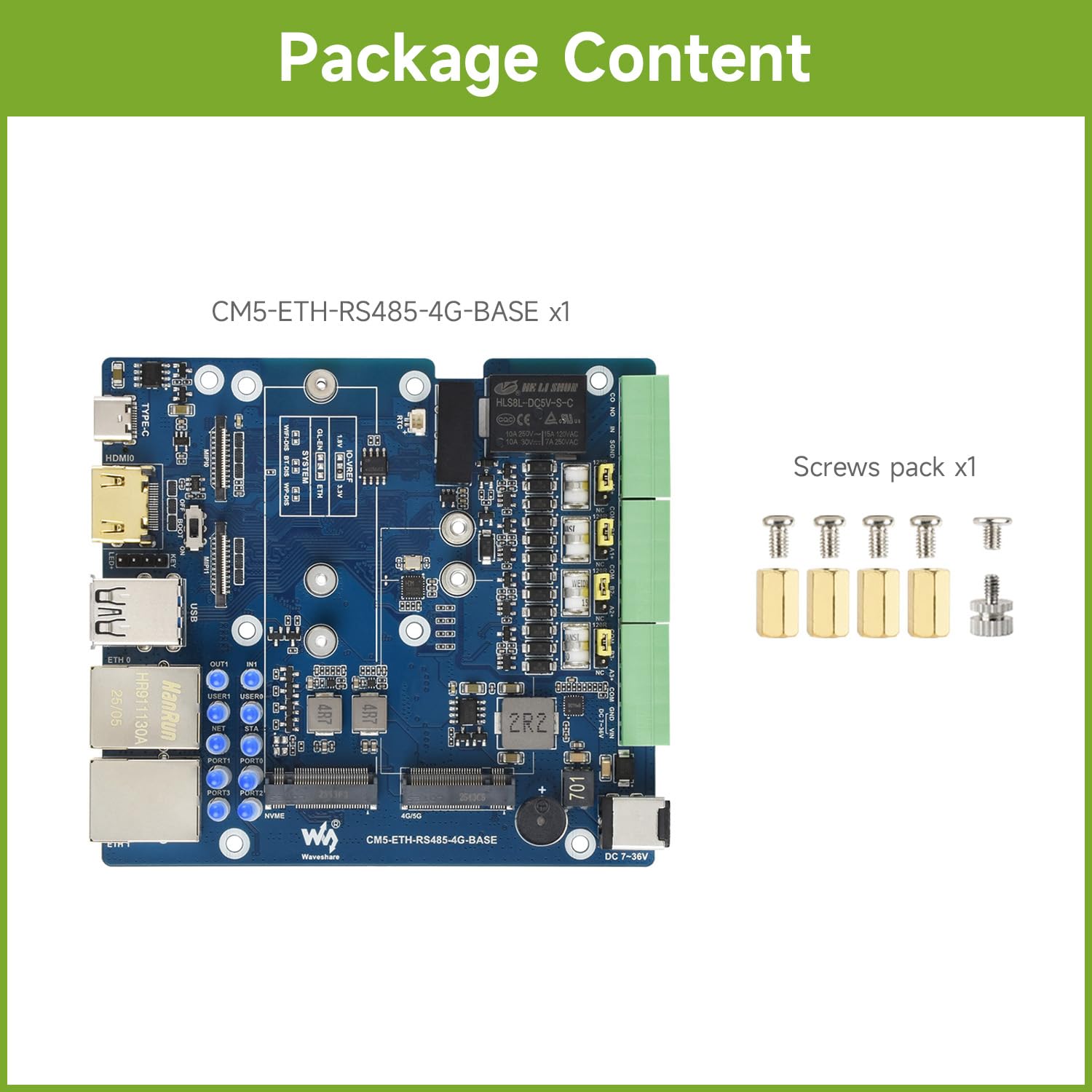 Waveshare Gigabit/2.5G Dual Ethernet Multi-Function Expansion Board Based on Raspberry Pi CM5 (NOT Included),RS485, 4G/5G Module and 4K Display Output, Board Only