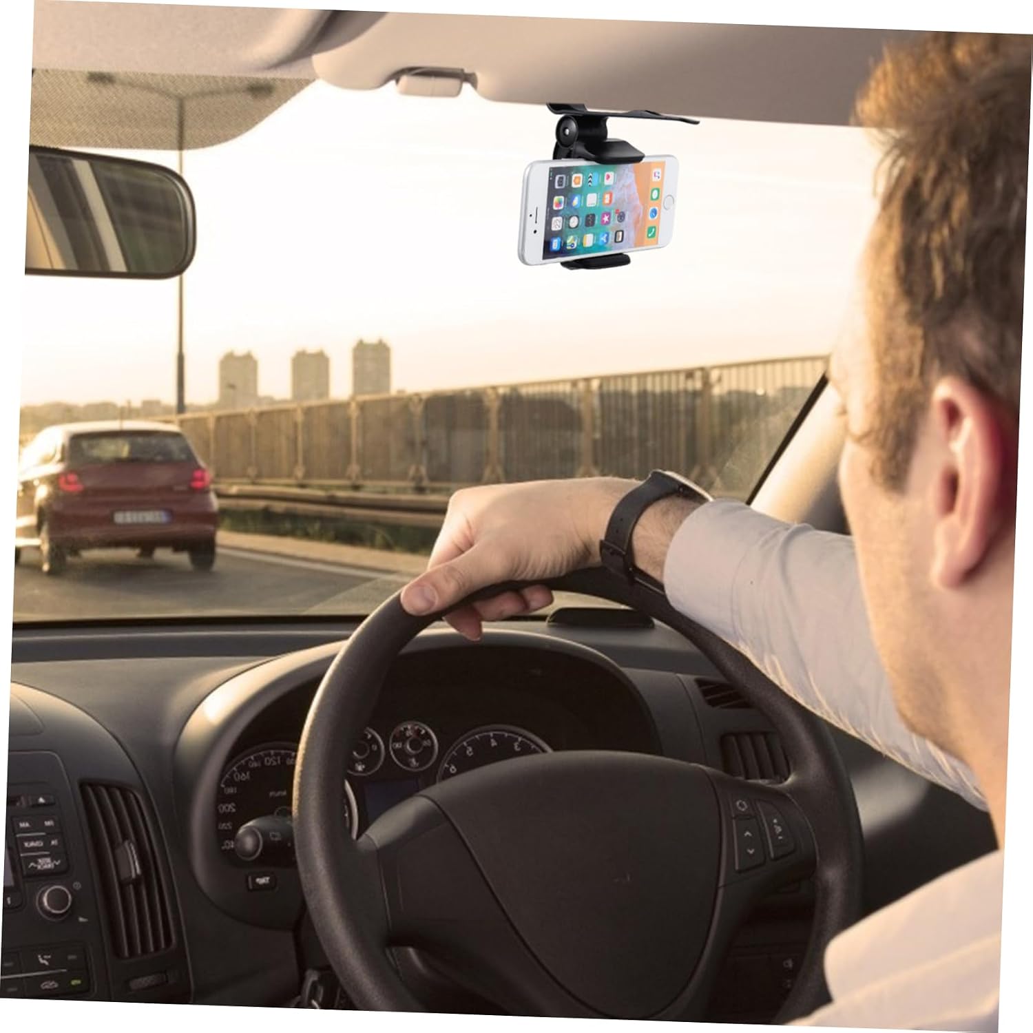 Mikinona Car Phone Holder Multifunctional Sun Visor Mount Stand Rotating Phone Bracket for Car Universal Mobile Phone Holder for Dash Rearview Mirror image 2