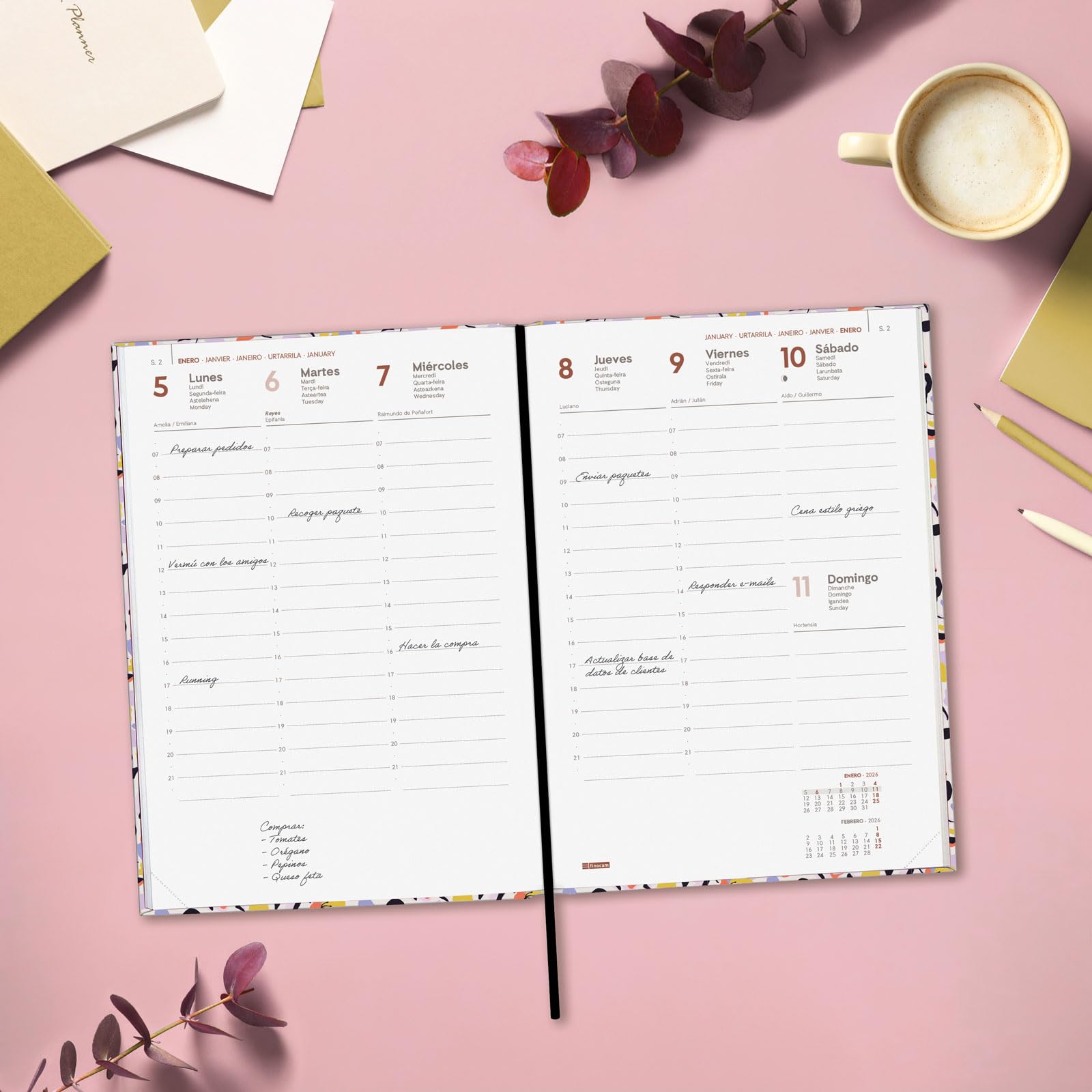 Finocam Mara Agenda 2026 Avec Vue Hebdomadaire Verticale De