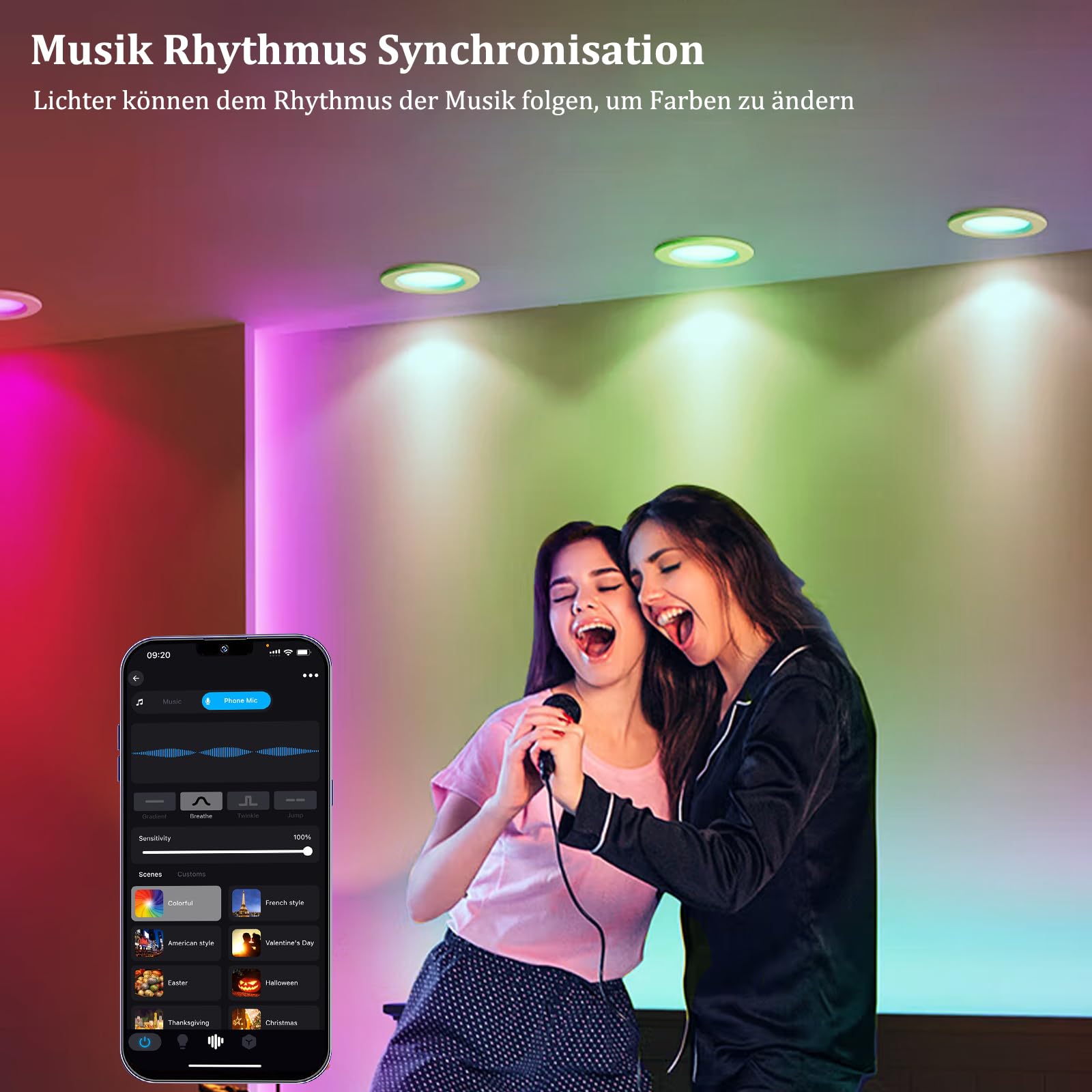 9W RGBWC+CCT LED Einbaustrahler 230V, 10er WiFi Bluetooth LED Einbauleuchten Dimmbar LED Deckenspot Flach Einbauspots Alexa, RGB+2700K-6500K, APP Steuerung, Kompatibel mit Alexa Google Home | Dimmbar LED Deckenspot Flach Einbauspots Alexa, RGB+2700K-6500K