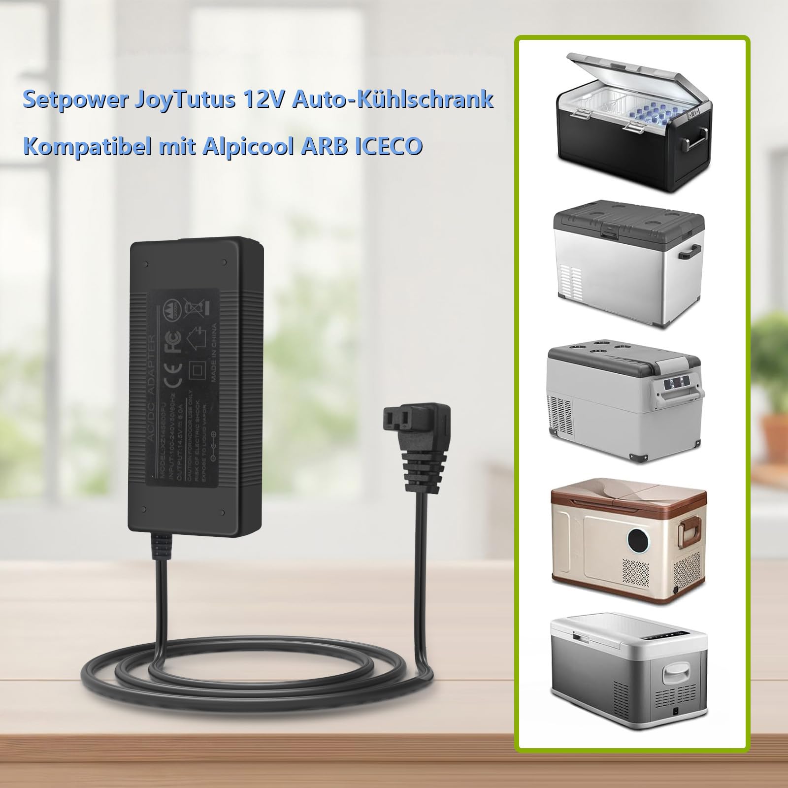 Strom-Ladegerät für Dometic, Waeco Kühlbox, Alpicool, ARB, ICECO, Kesse, CF-18, 230V Adapter, Auto Kühlschrank Kabel, Kompressor-Kühlbox KFZ Steckdose