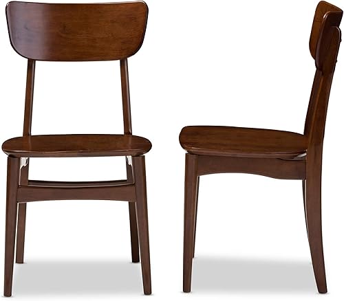 Baxton Studio Juego de 2 sillas auxiliares de comedor estilo escandinavo moderno estilo escandinavo de madera curvada de nogal oscuro de los Países
