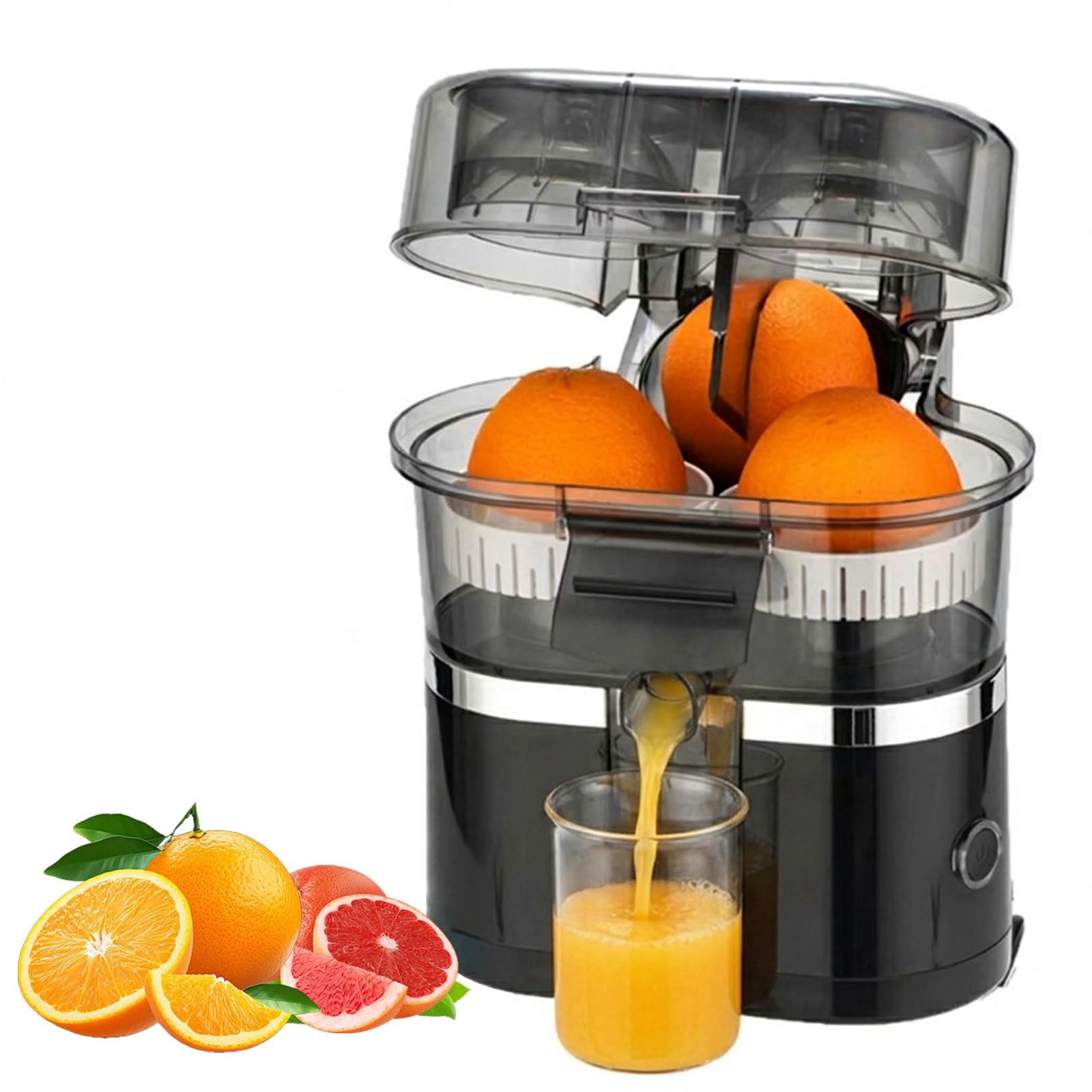 Exprimidor eléctrico de cítricos doble de 400 ml con 2 velocidades y cortador de naranjas