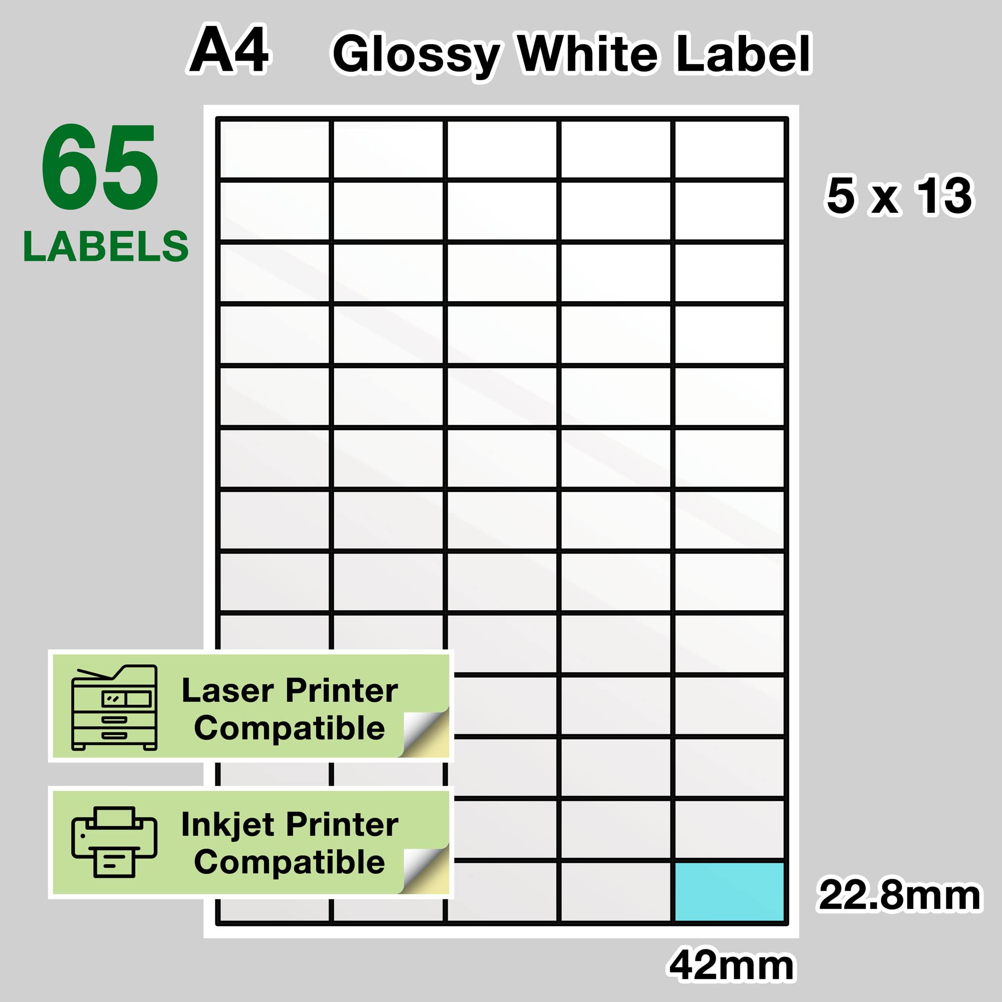 Evergreen Goods A4 Vorgeschnittenes Weiße Versandetiketten, 300 Blatt | Hochglanz Papier, selbstklebende Rückseite für Tintenstrahl- und Laserdrucker, Mehrzweck-Drucketiketten 5x13 65 pro A4