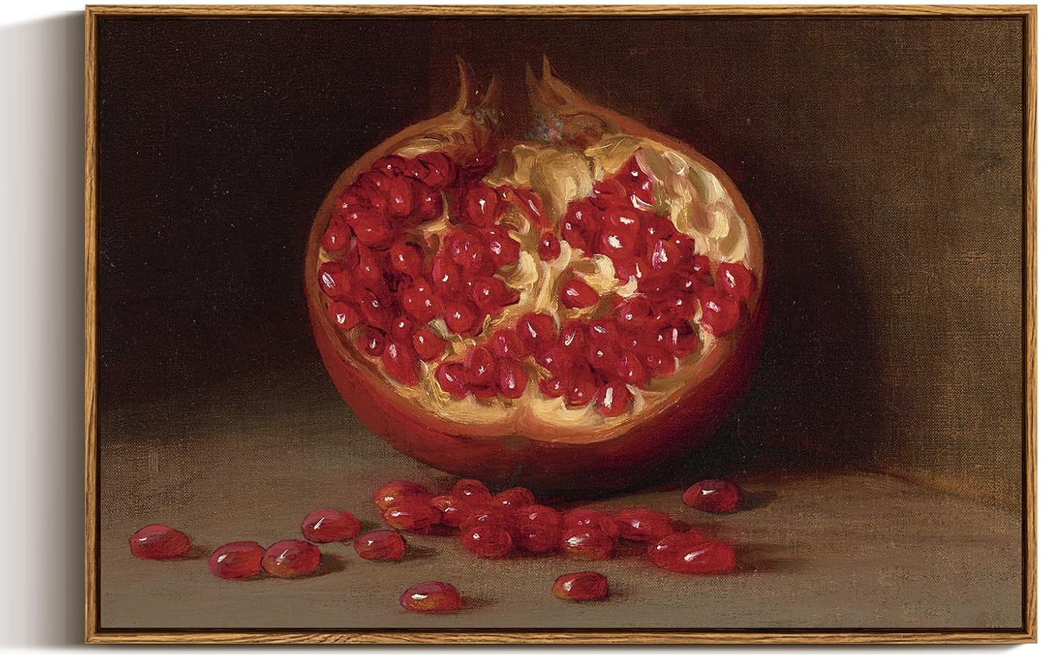 ARPEOTCY Still Life Vintage Wall Art, Framed Canvas Large Wall Decor, Farmhouse Pomegranate Home Decor for Living Room, Rustic Painting for Kitchen, Dining, 20x30 inch 30L" x 20W" Pomegranate