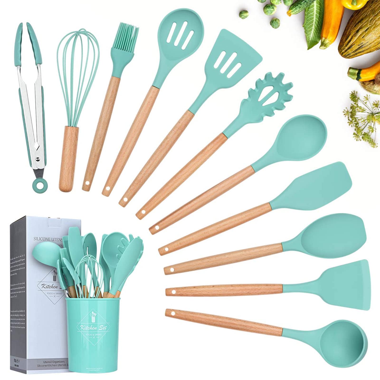 2 cucchiai antiaderenti in silicone per cucinare resistenti al