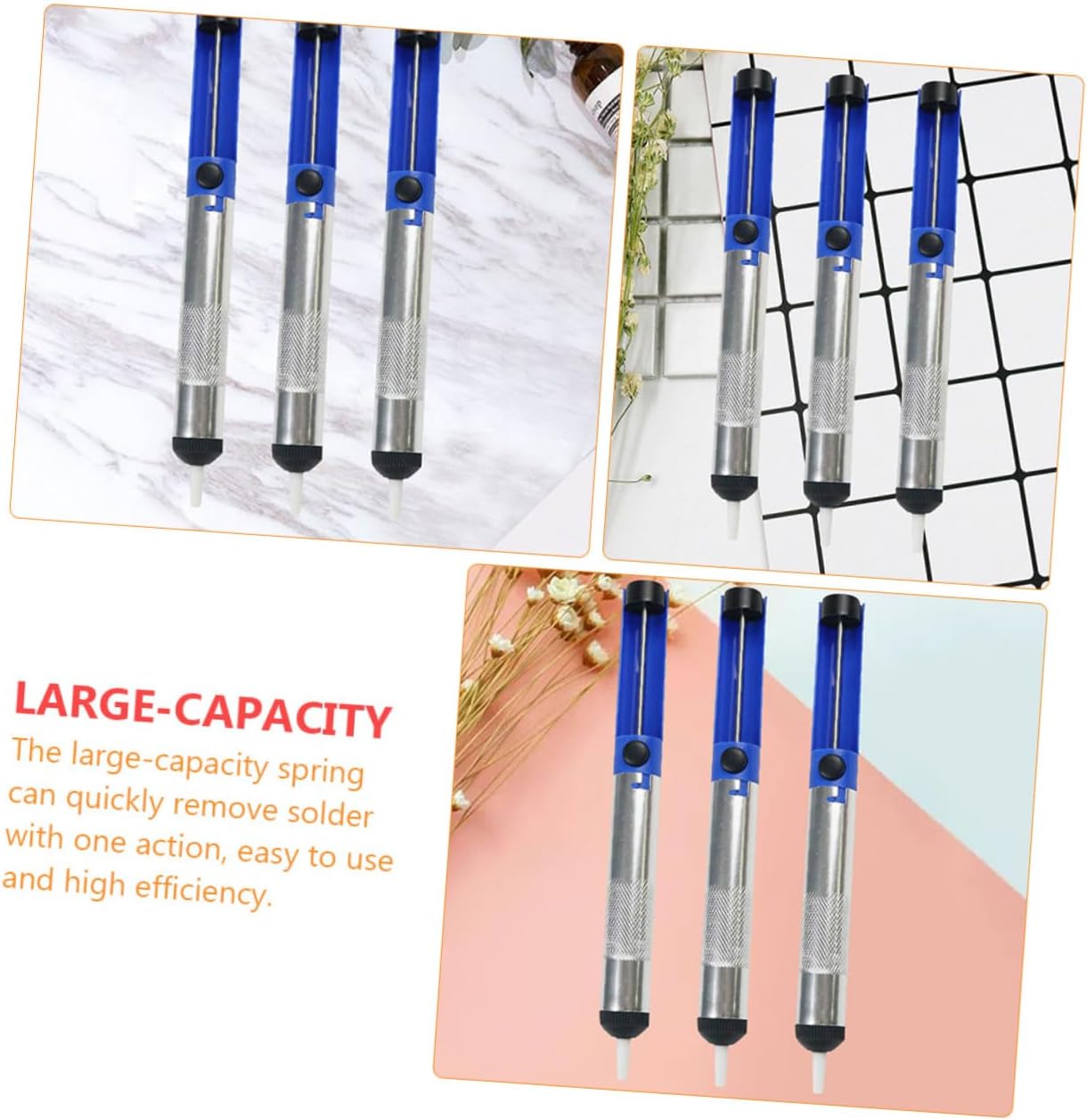4Pcs Portable Desoldering Pump Solder Removal Tool with Anti-skid Design Powerful Suction for Circuit Board Repair Lightweight and Compact Manual Solder Sucker