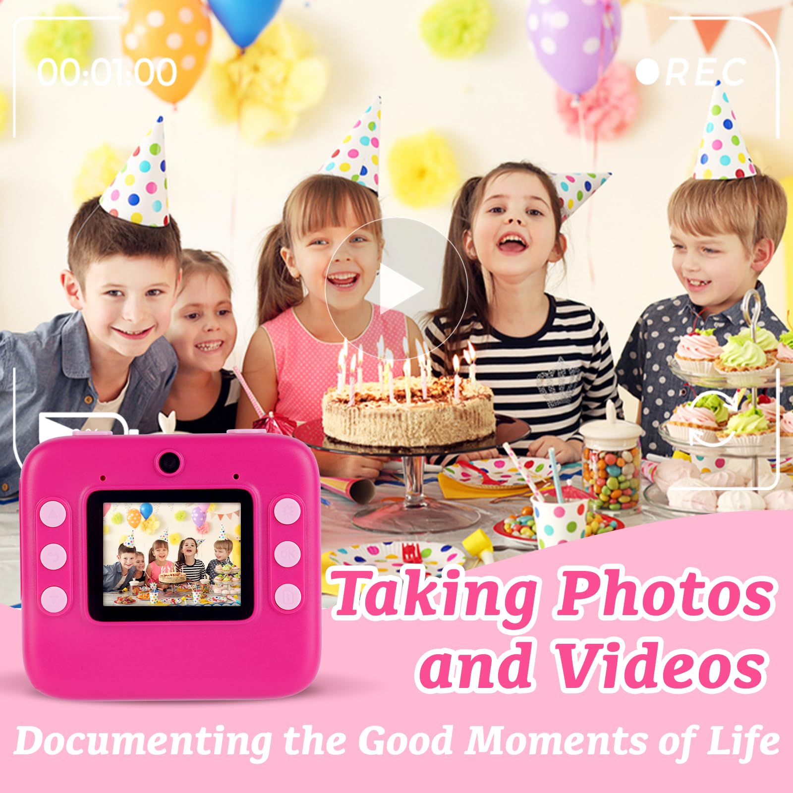Cámara Infantil instantánea DYNASONIC (2ª Generación). Camara de Fotos Digital y Video para niños. 48MP. 2,5k UHD. Incluido Tarjeta SD 32GB, Regalo para niños y niñas de 3 a 14 años