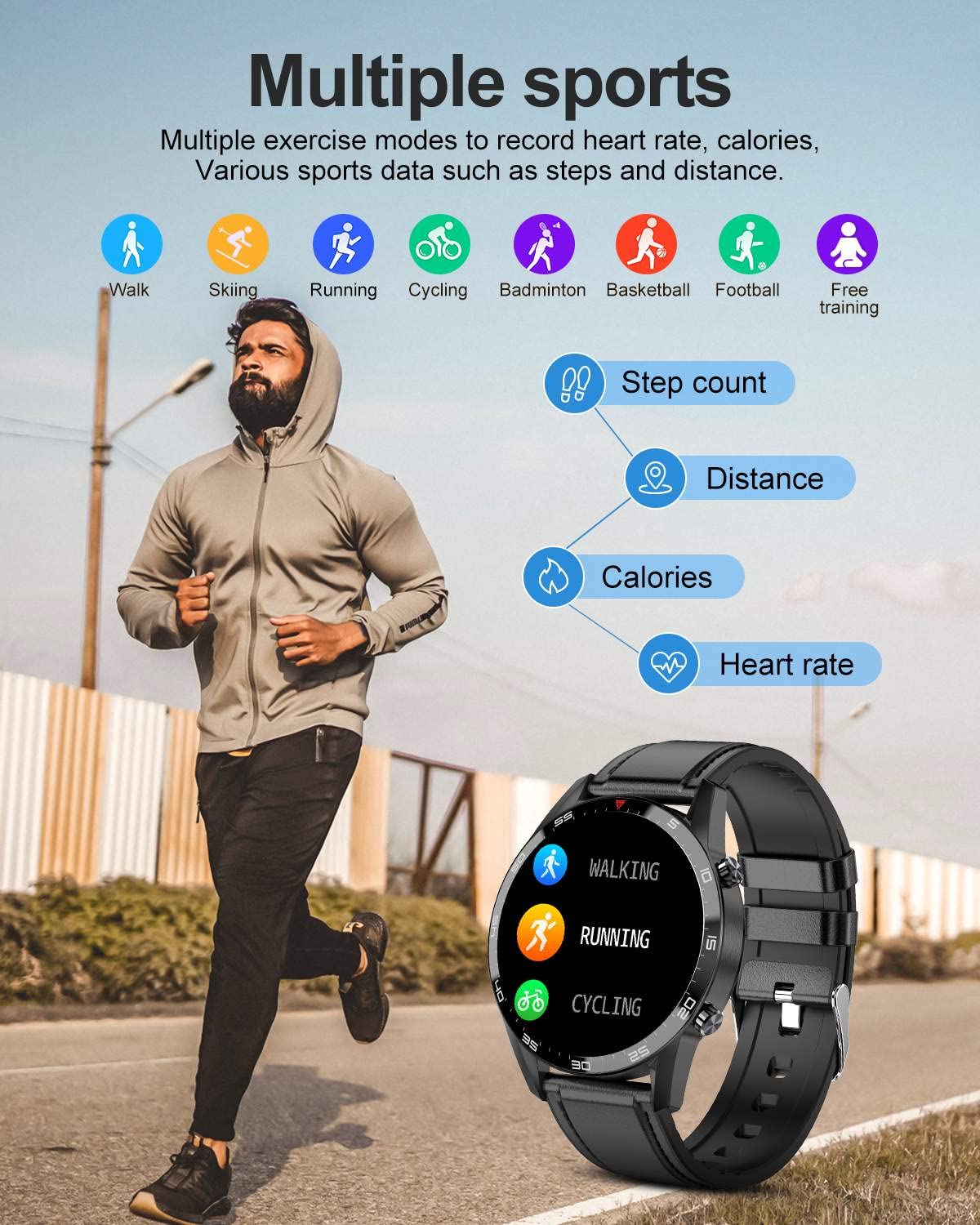 LIGE Smart Watch voor mannen (beantwoorden/telefoneren), 1,35 inch HD fitnesstracker voor Android en iOS met bloeddruk/slaaptracker, stappenteller, carioes IP67 waterdicht Bluetooth zilver heren LIGE Smart Watch voor mannen (beantwoorden/telefoneren), 1,35 inch HD fitnesstracker voor Android en iOS met bloeddruk/slaaptracker, stappenteller, carioes IP67 waterdicht Bluetooth zilver heren