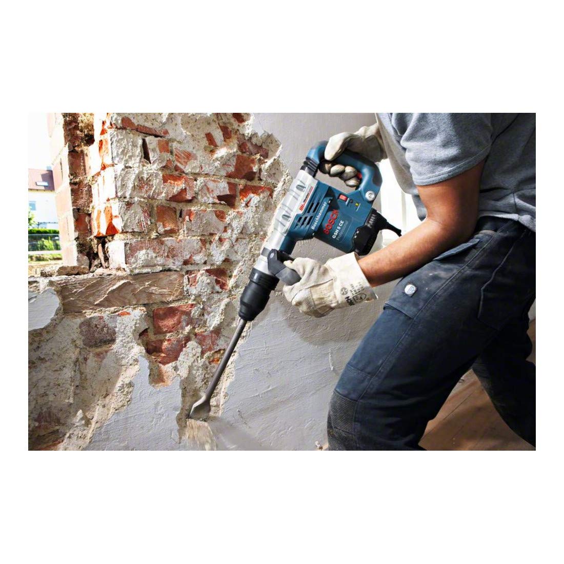 Bosch Professional 0611321000 Martello Demolitore GSH 5 CE con Attacco SDS Plus, Scalpello a Punta 400 mm, Potenza del Colpo: 2-8.3 J, in Valigietta, 1150 W