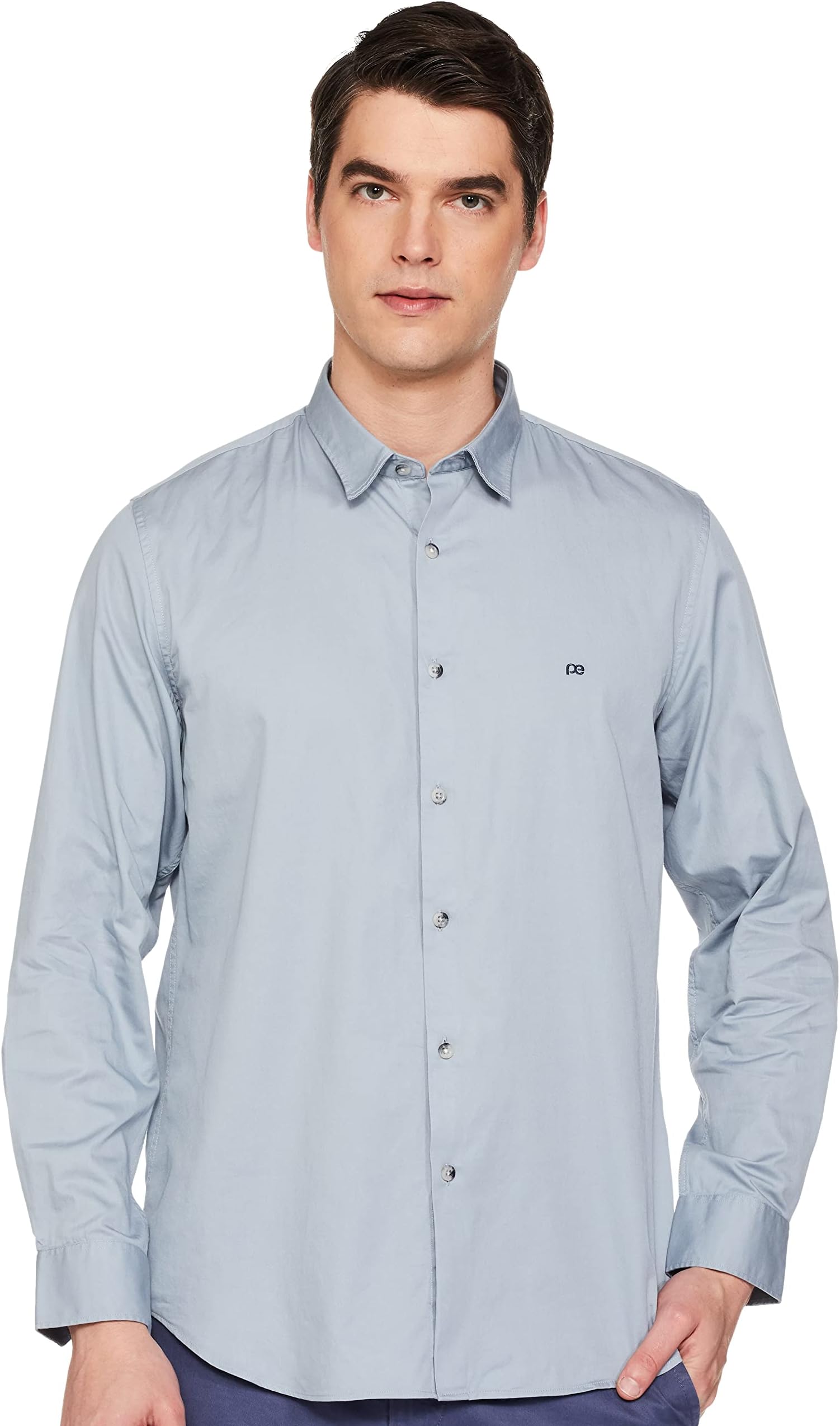 Peter EnglandMen's Cotton Slim Fit Solid Full Sleeve Casual Shirt