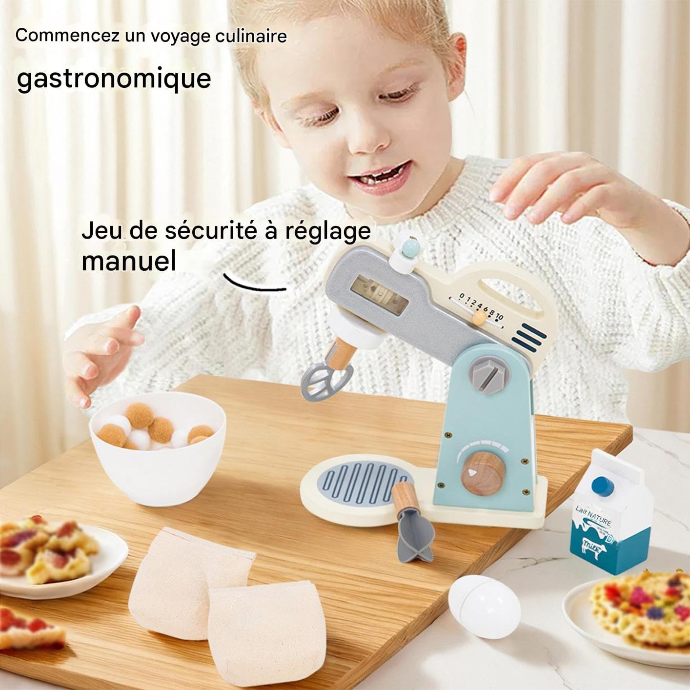 Elettrodomestici Giocattolo Cucina Gadget in Legno per Frullare Cibi e | Set Frullatore Giocattolo Elettrodomestico da Cucina Per Bambini in Età Prescolare, Scolare, Ragazze, Classe