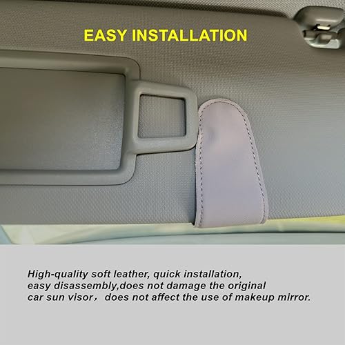 Miniatura 4 de Juego de 2 soportes de lentes de sol para visera de automóvil  Juego de 2  Clip magnético de cuero para gafas de sol para coche (gris + marrón)