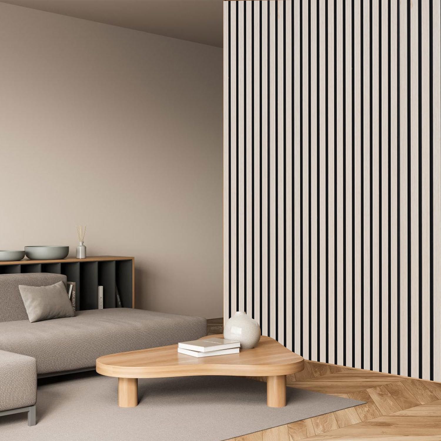 Paneles acústicos de roble, 1 unidad de 120 x 60 cm, 0,72 m², paneles de pared efecto madera, paneles de láminas absorbentes de sonido para salón, pasillo, oficina y decoración de paredes interiores