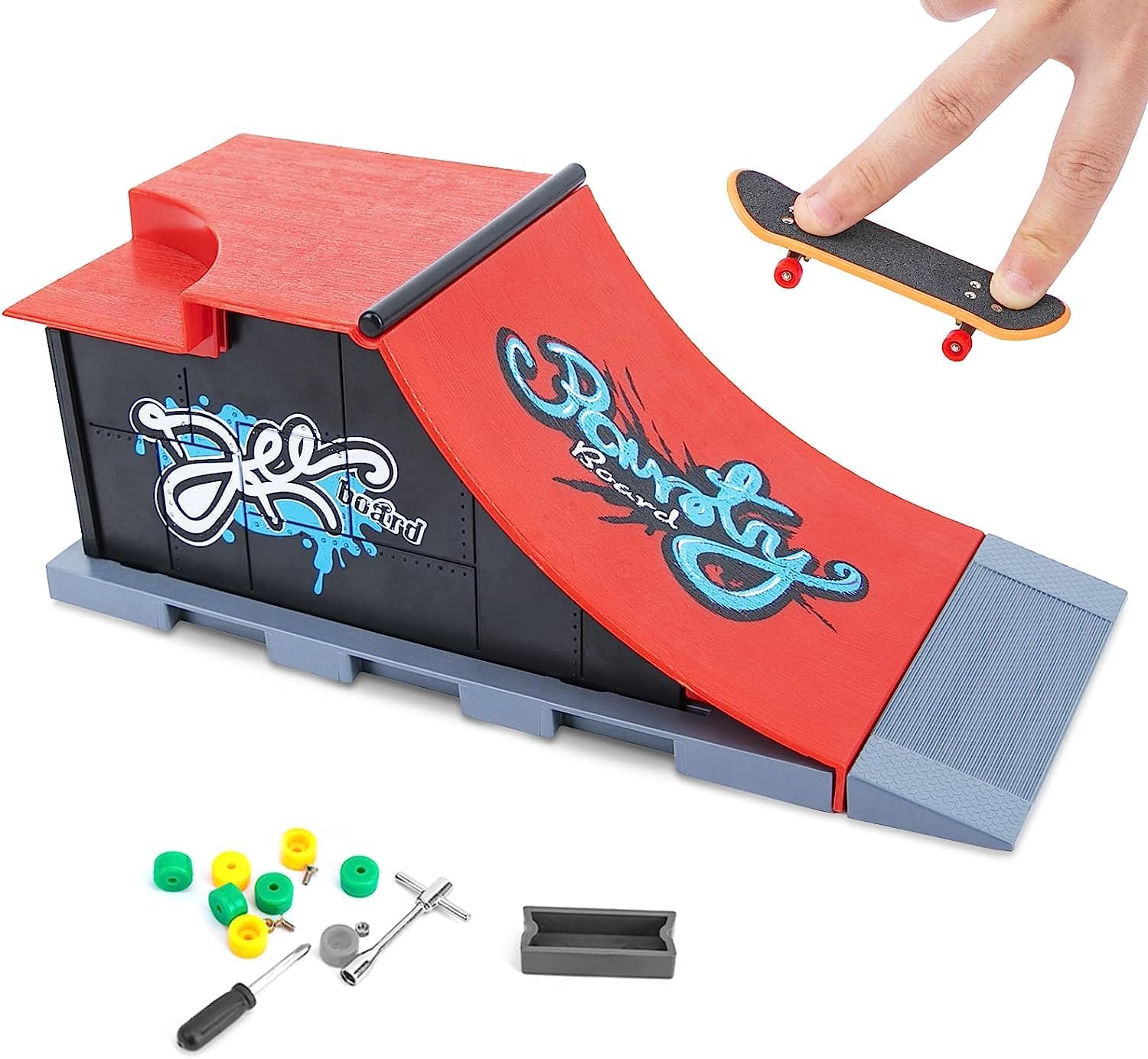 Sponsored Ad – Finger Skateboard Ramp Set with Half Pipe - Complete Fingerboard Skatepark Kit for Kids & Adults, Interactive Freestyle Skate Game & Training Props