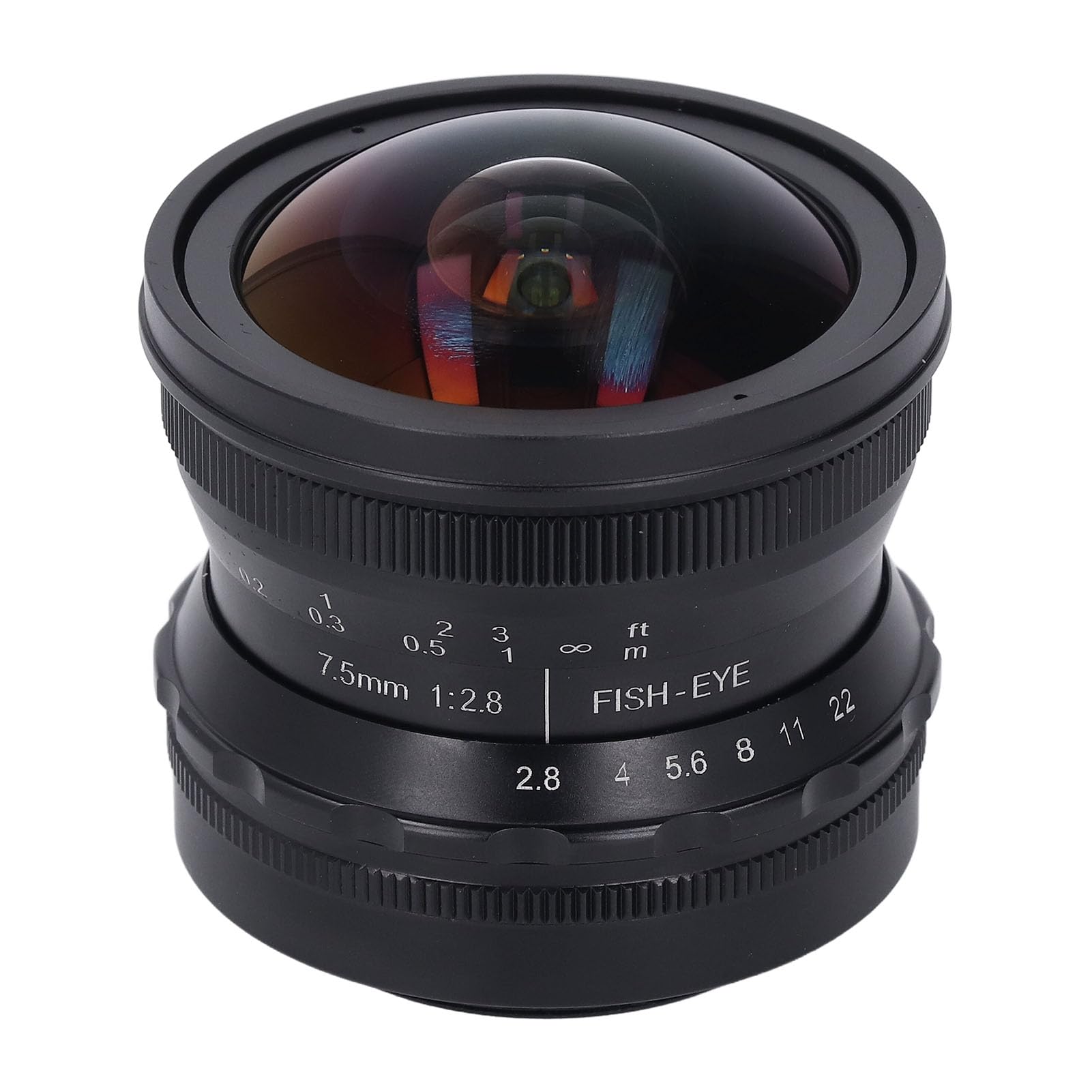 Obiettivo Grandangolare Professionale 7,5 Mm F2,8 in Lega di Alluminio per Fotografia Industriale, Manuale, Bokeh Eccellente, Minimizzazione della Distorsione Artistica,