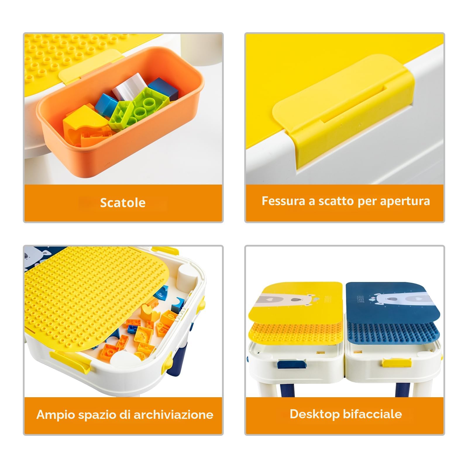 RedCrab Tavolo Multiattivita per Bambini con Contenitore, 2 in 1 Tavolino Bambini di Blocchi di Costruzione Giocattoli da Compatibili - Convertibile in Bagaglio a Rotelle
