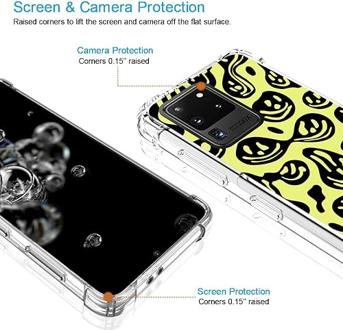 Miniatura 7 de zaztify Funda para teléfono Samsung Galaxy S20 Ultra 5G4GLTE, color blanco y negro divertido trippy goteo sonrisa derretida hippie sonriente