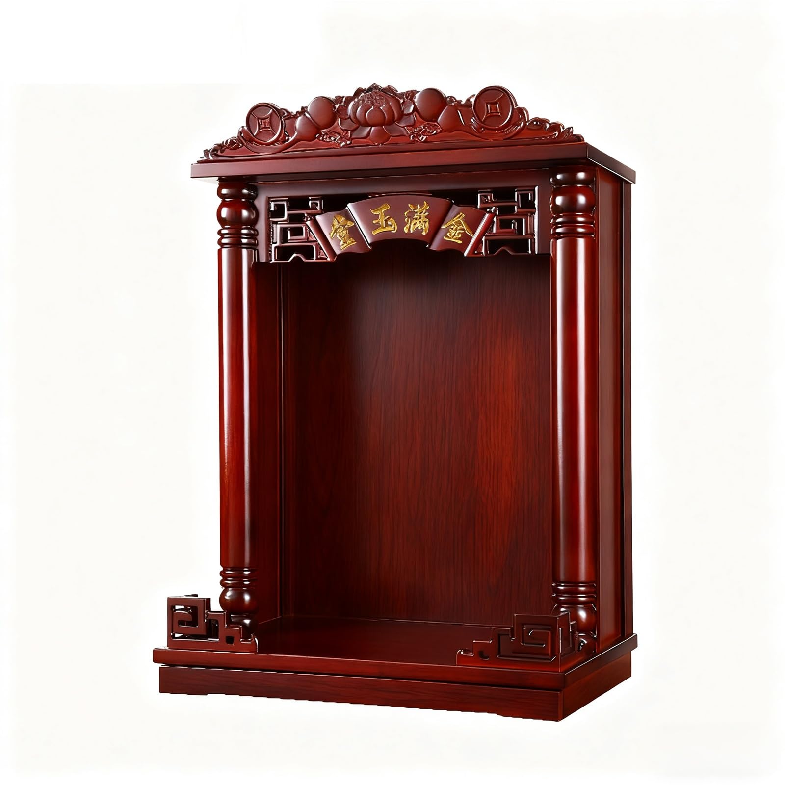 JNTFNE Household Wood Wall Cabinet，Buddha shelf,Statue Stand Niche，Wall-Mounted Shrine Altar Table ，for God Shelf for Wealth God, Guanyin Pooja and incense burner(A,60CM/23.6IN)