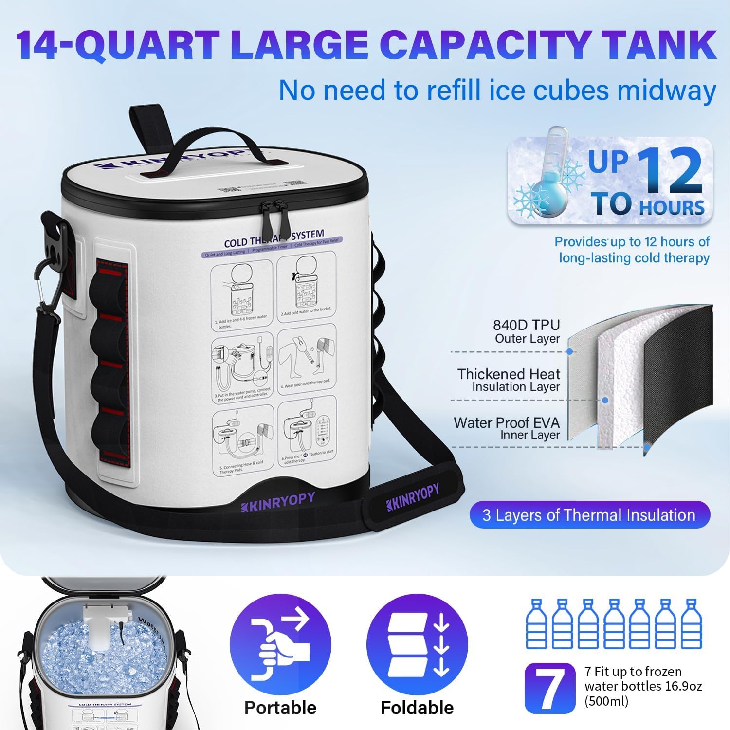 Máquina de terapia de frío para hombro con temporizador programable, máquina de hielo portátil para hombro después de la cirugía