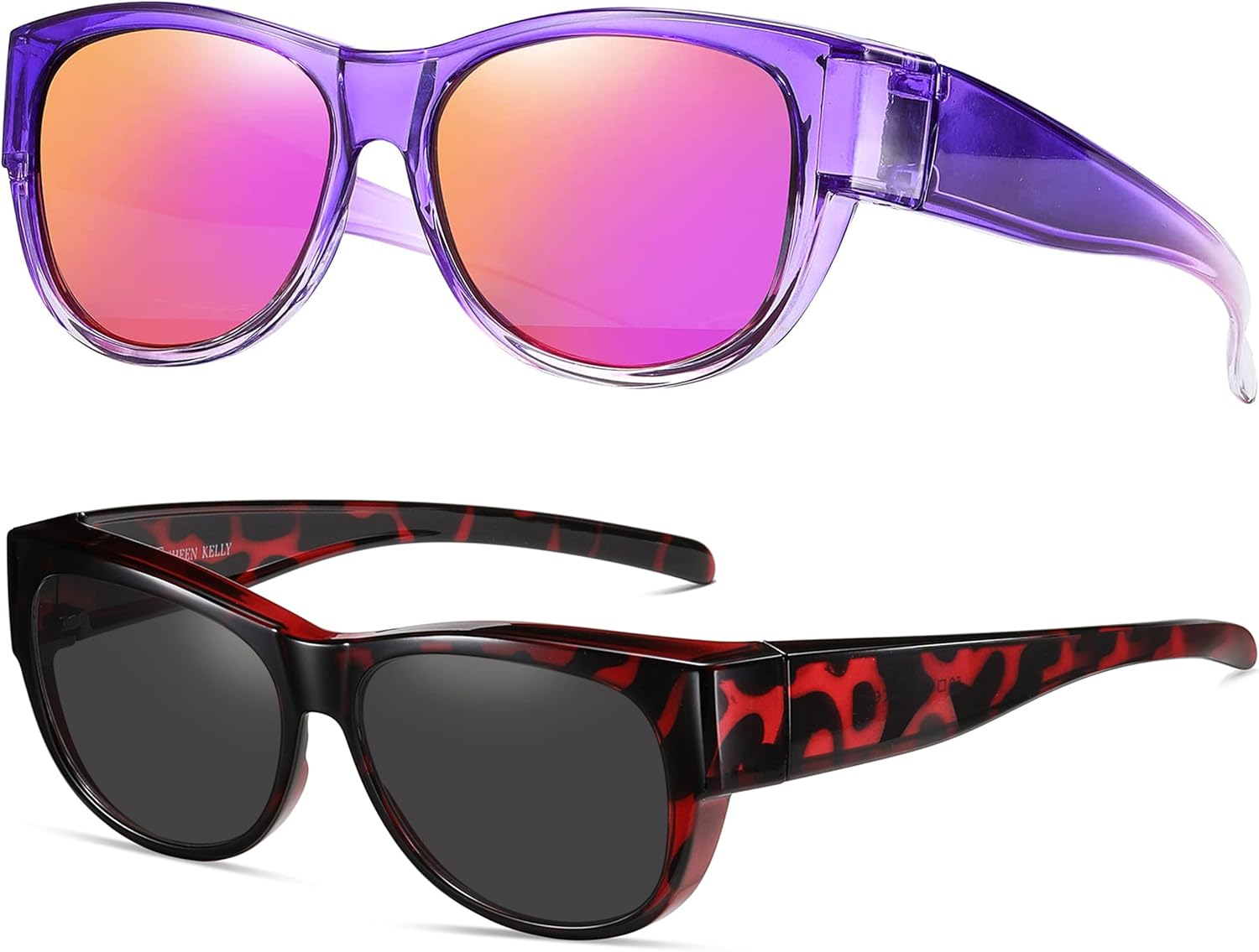 SHEEN KELLY Oversized Polarized Fit Over Sunglasses Women Men TR90 Mirrored Over Glasses Cat Eye Driver Goggles