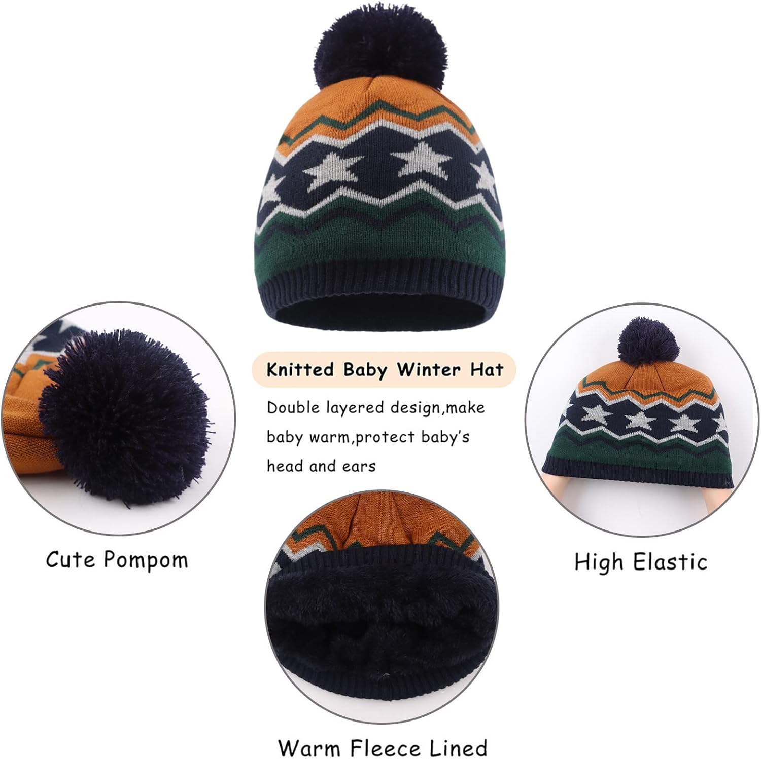 Winter Kids Hat Scarf Glove Set Knit Fleece Lined Beanie Neck Warmer Mittens for Toddler Boys Girls 3-8 Years - Image 3