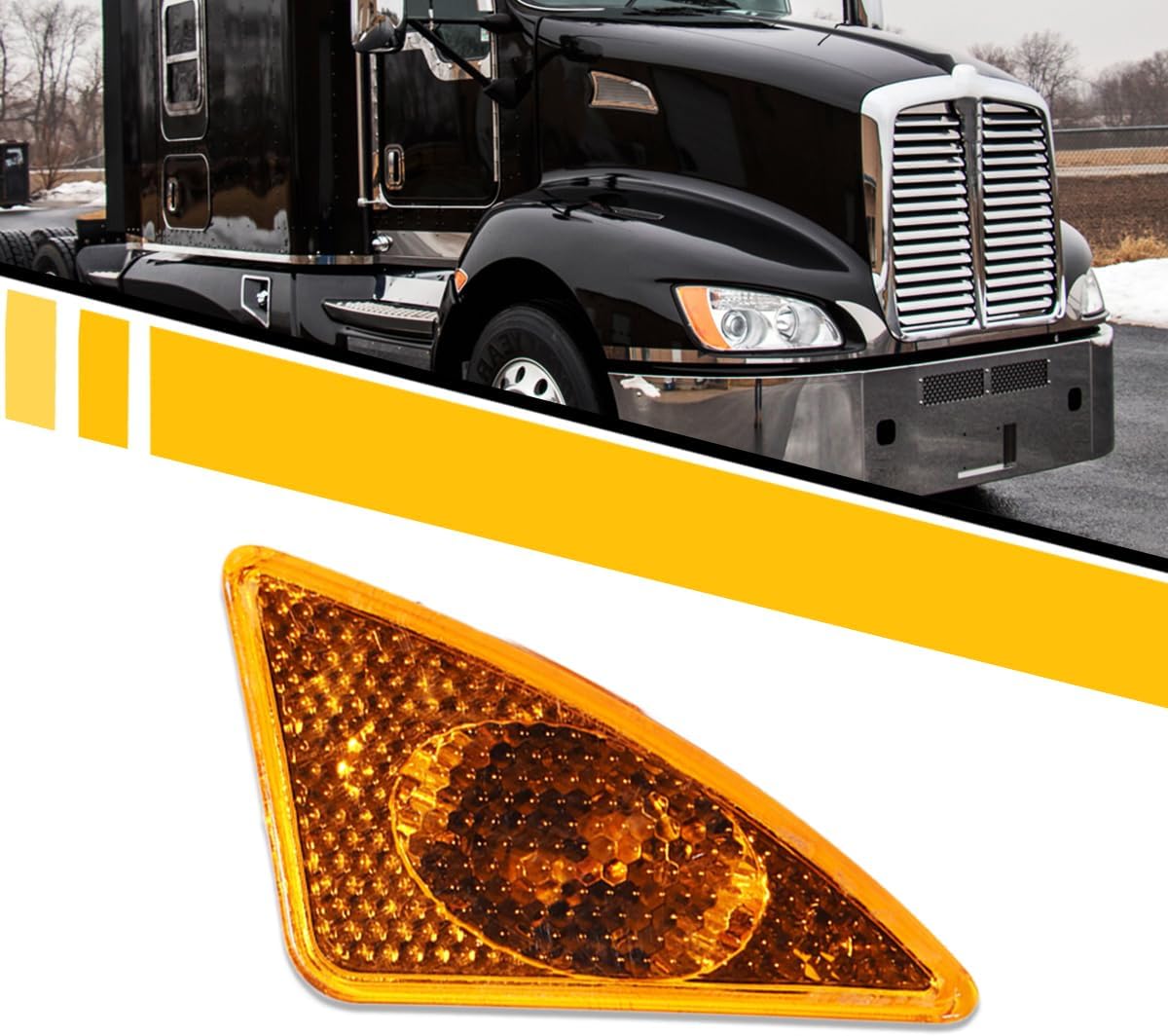 Front Side Marker Light for Kenworth T660 T600 T370 T270 T170 2008-2017 [LED Bulbs] Amber Turn Signal Lights Corner Lights Lamps OE Replaces Left and Right Side