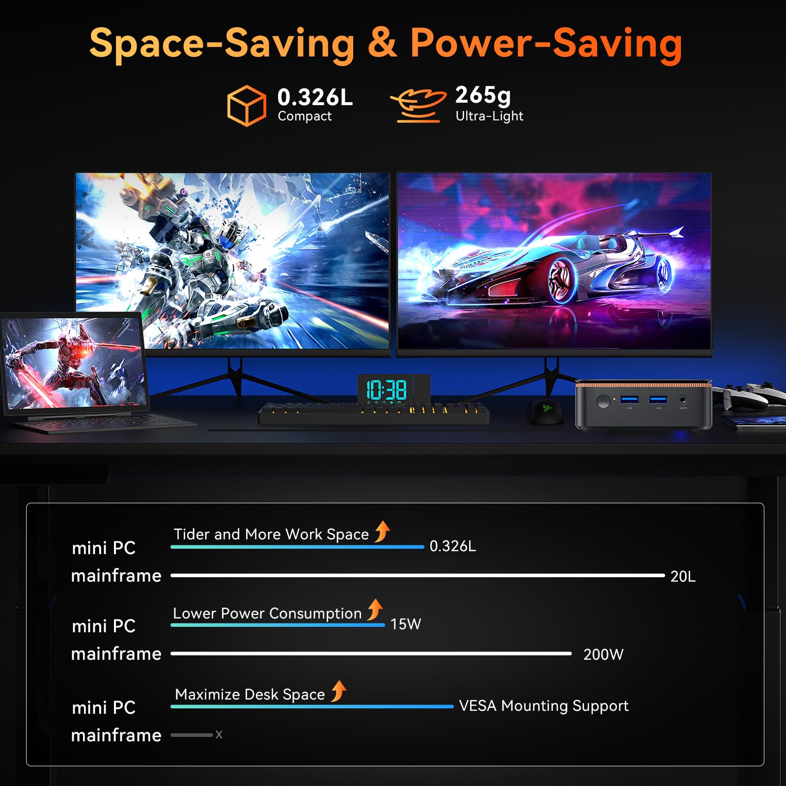 Blackview MP20 Mini PC, AMD Ryzen 3 (hasta 3,5GHz), 16GB DDR4 512GB SSD, Win11 Pro Ordenador de Escritorio con Gigabit Ethernet/WiFi 5/BT5.2/HDMI+DP 4K UHD para Oficina/Escuela, 3 años garantía
