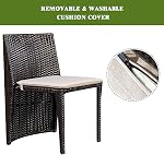 Giantex 3 PCS Cushioned Outdoor Wicker Patio Set Convention Bistro Set Garden Lawn Sofa Furniture (Brown)